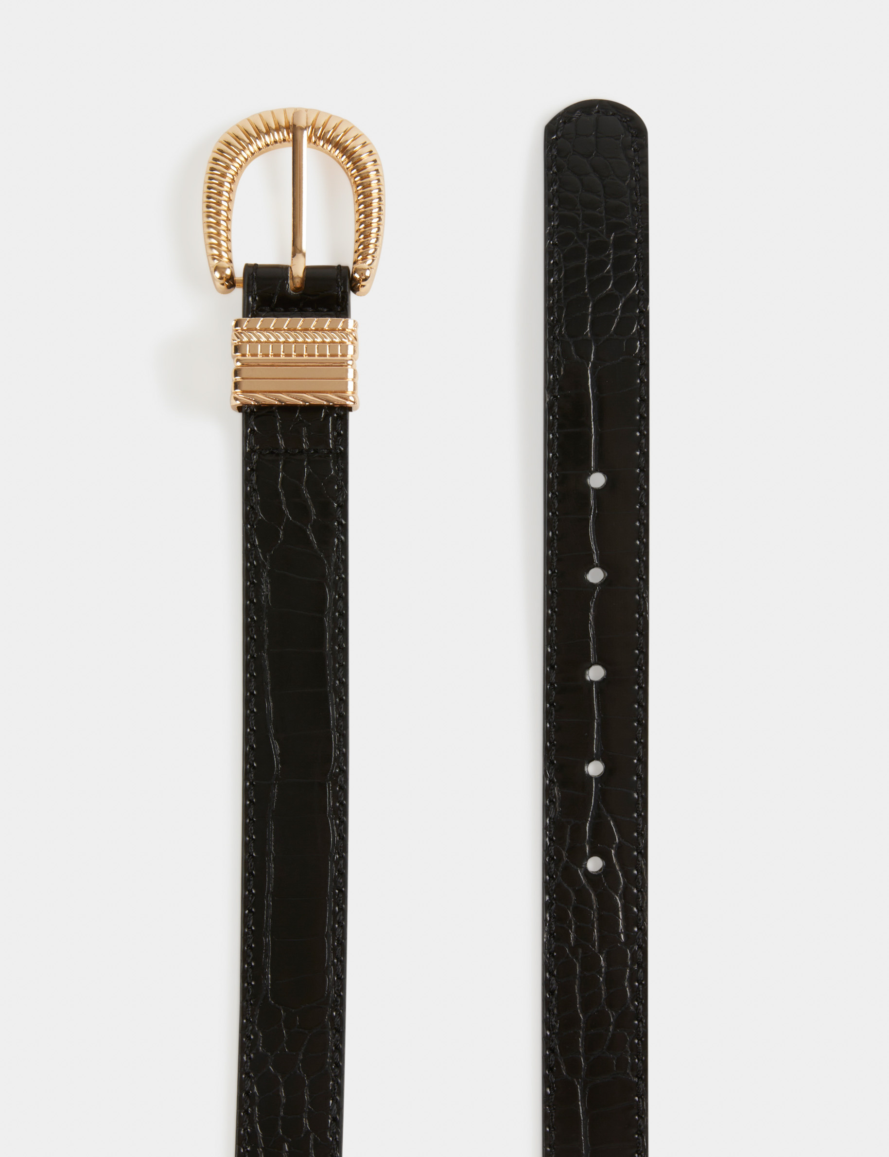 Belt with croc effect black ladies'