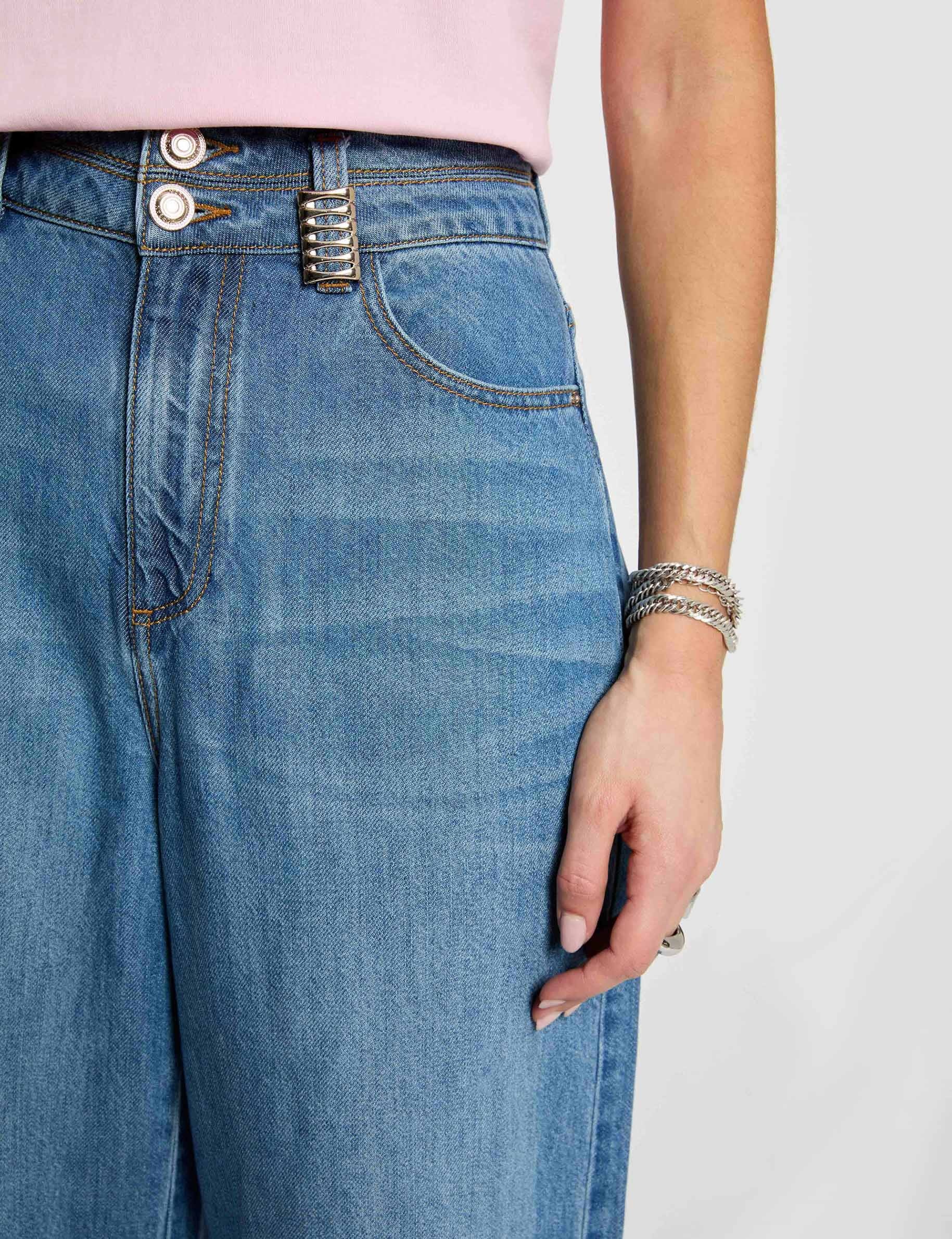 High-waisted wide-leg trousers denim stone women