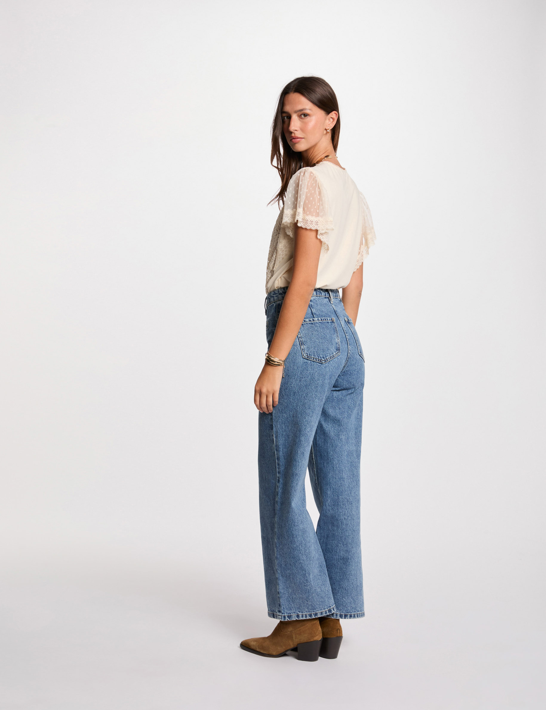 Short sleeve T-shirt ecru women