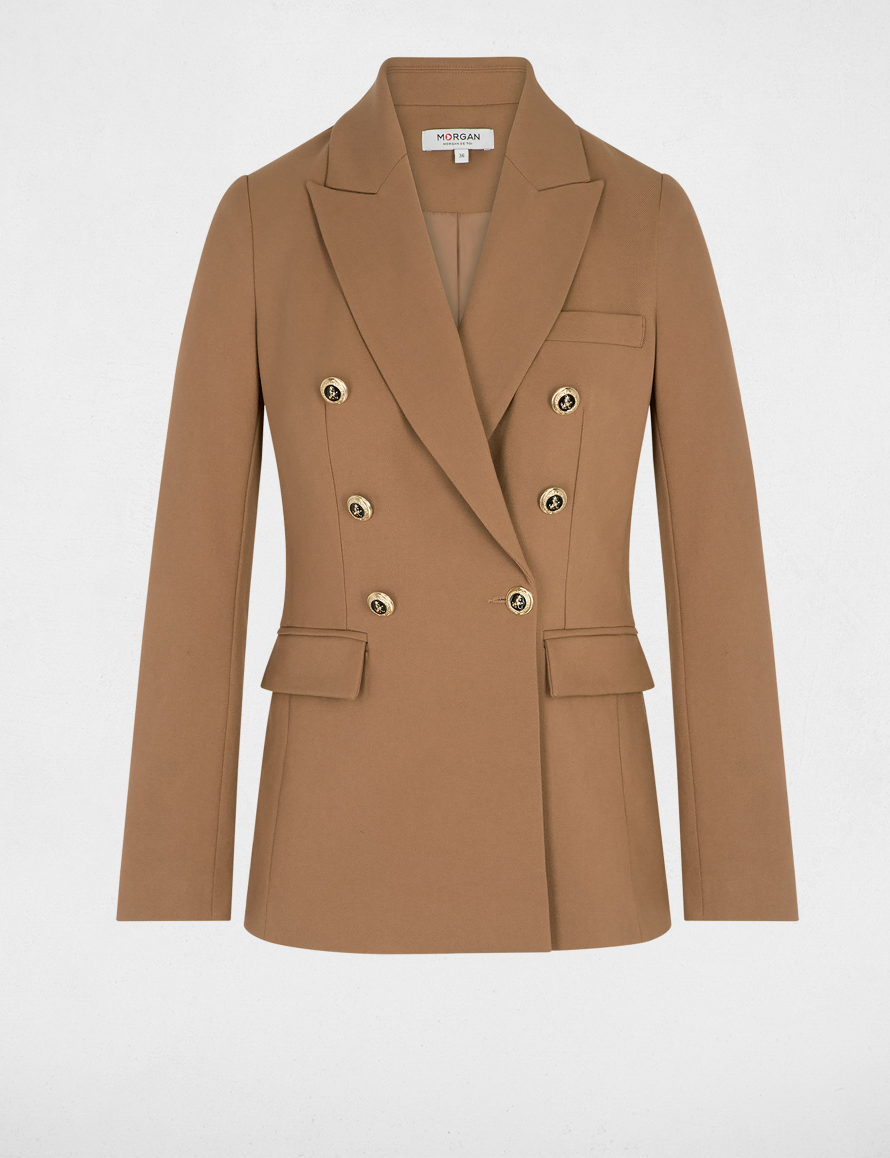 Fitted blazer with long sleeves brown women