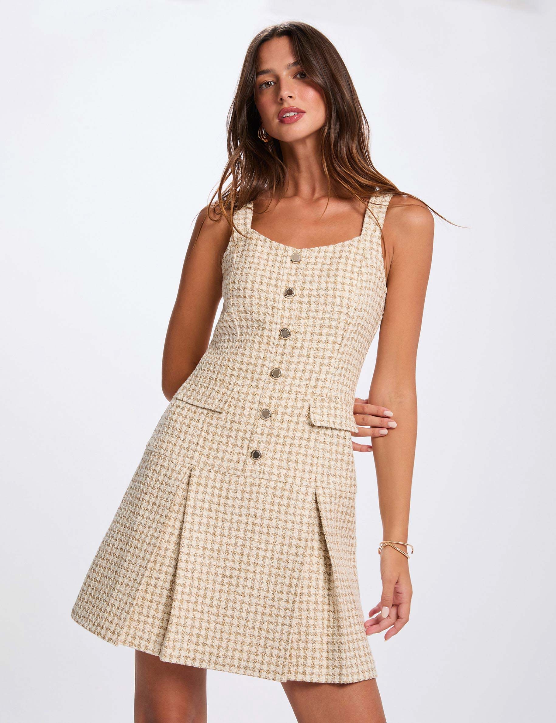 Flared tweed dress multicolor women