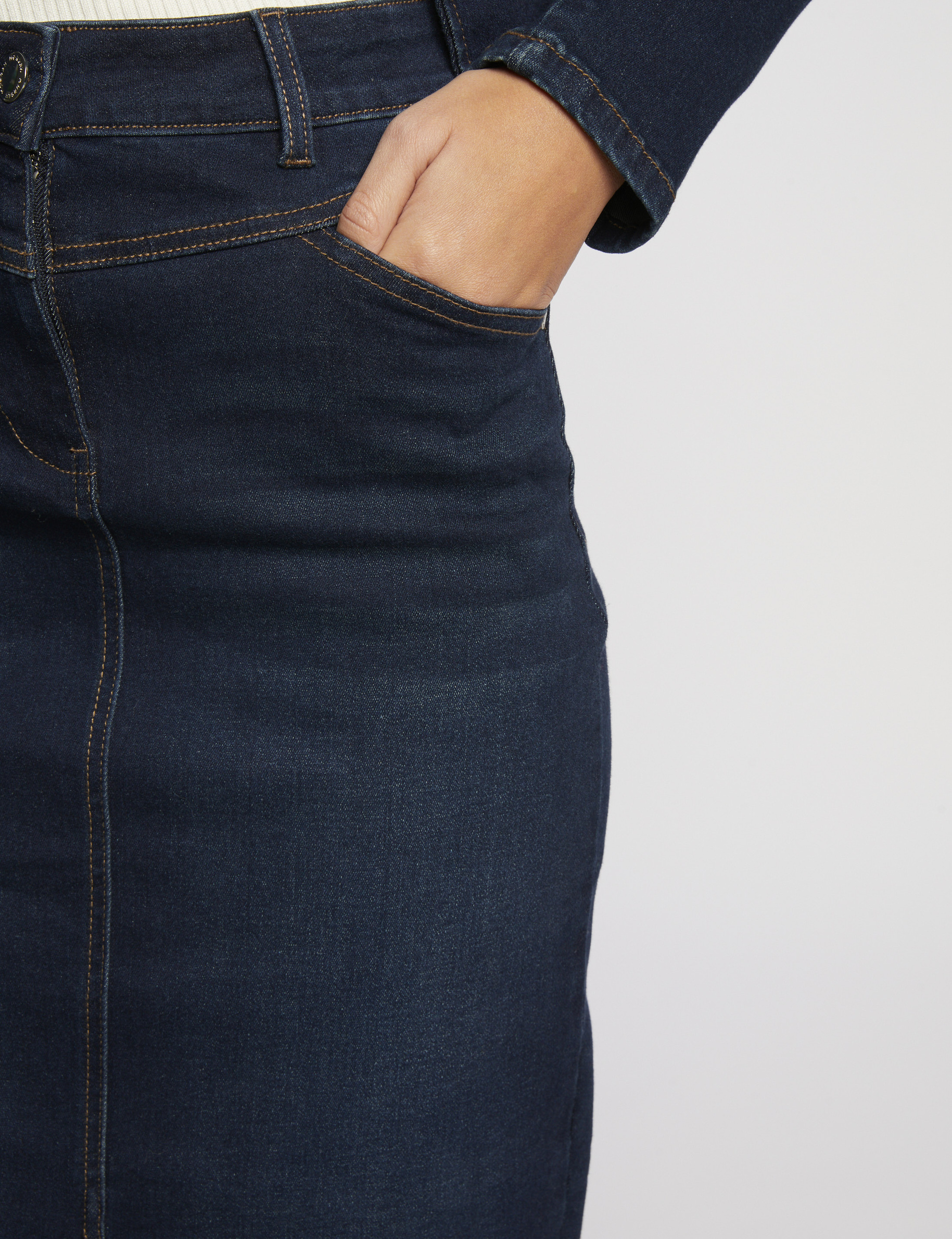 knee length denim skirt raw denim women Knee-length denim skirt raw denim women