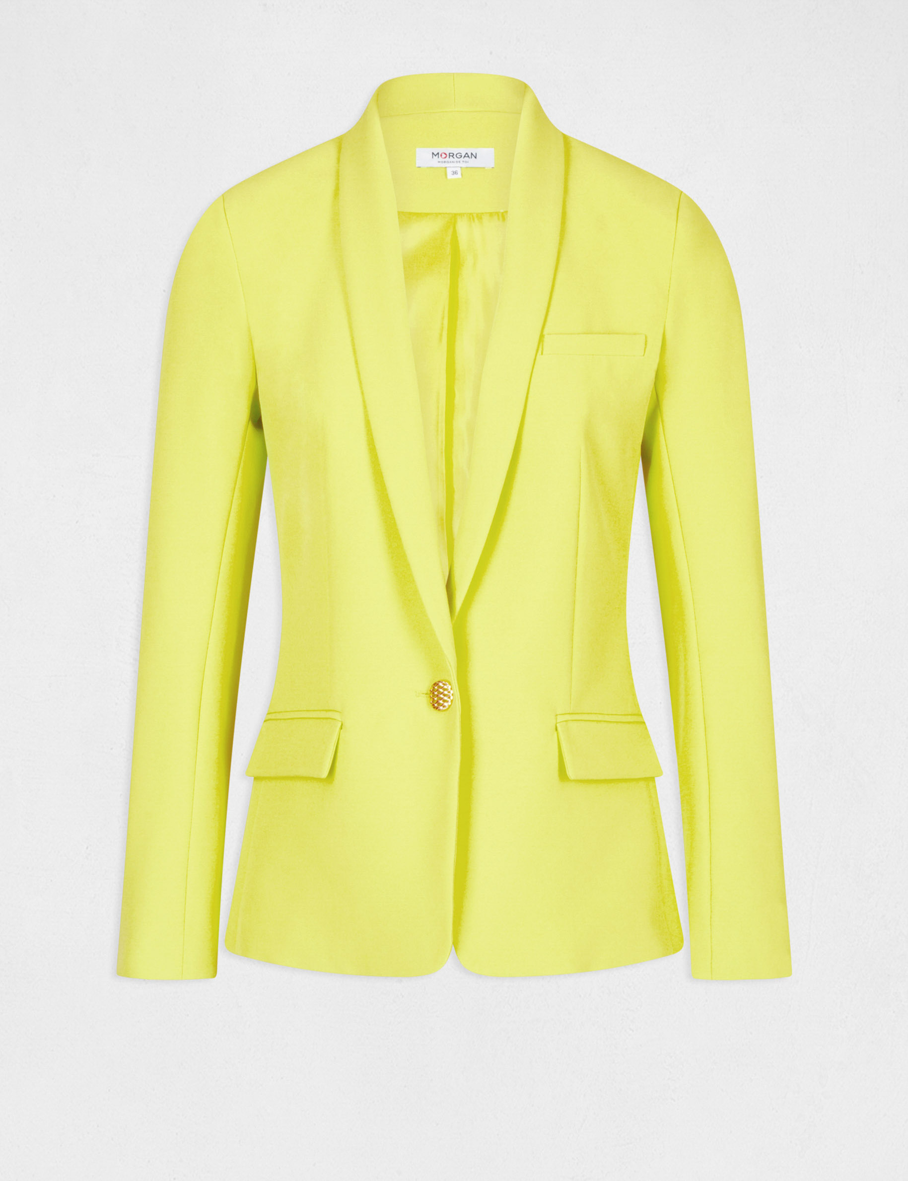 Buttoned waisted jacket yellow ladies' Buttoned waisted jacket yellow ladies'