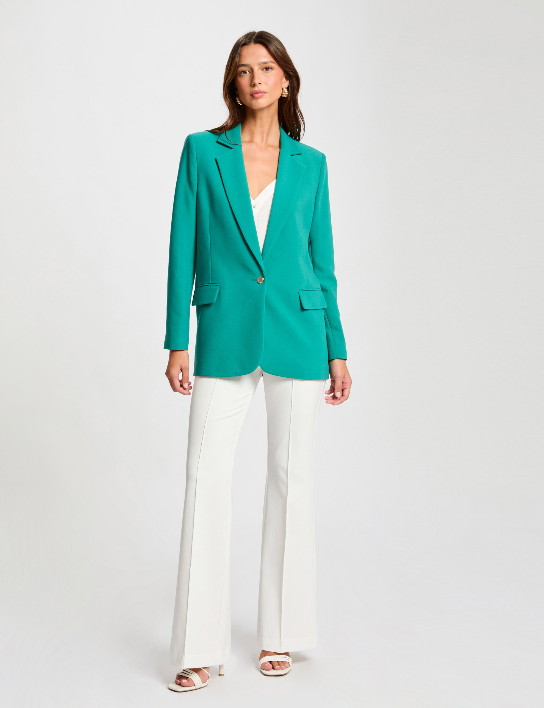 blazer long sleeves mid green women Blazer long sleeves mid-green women
