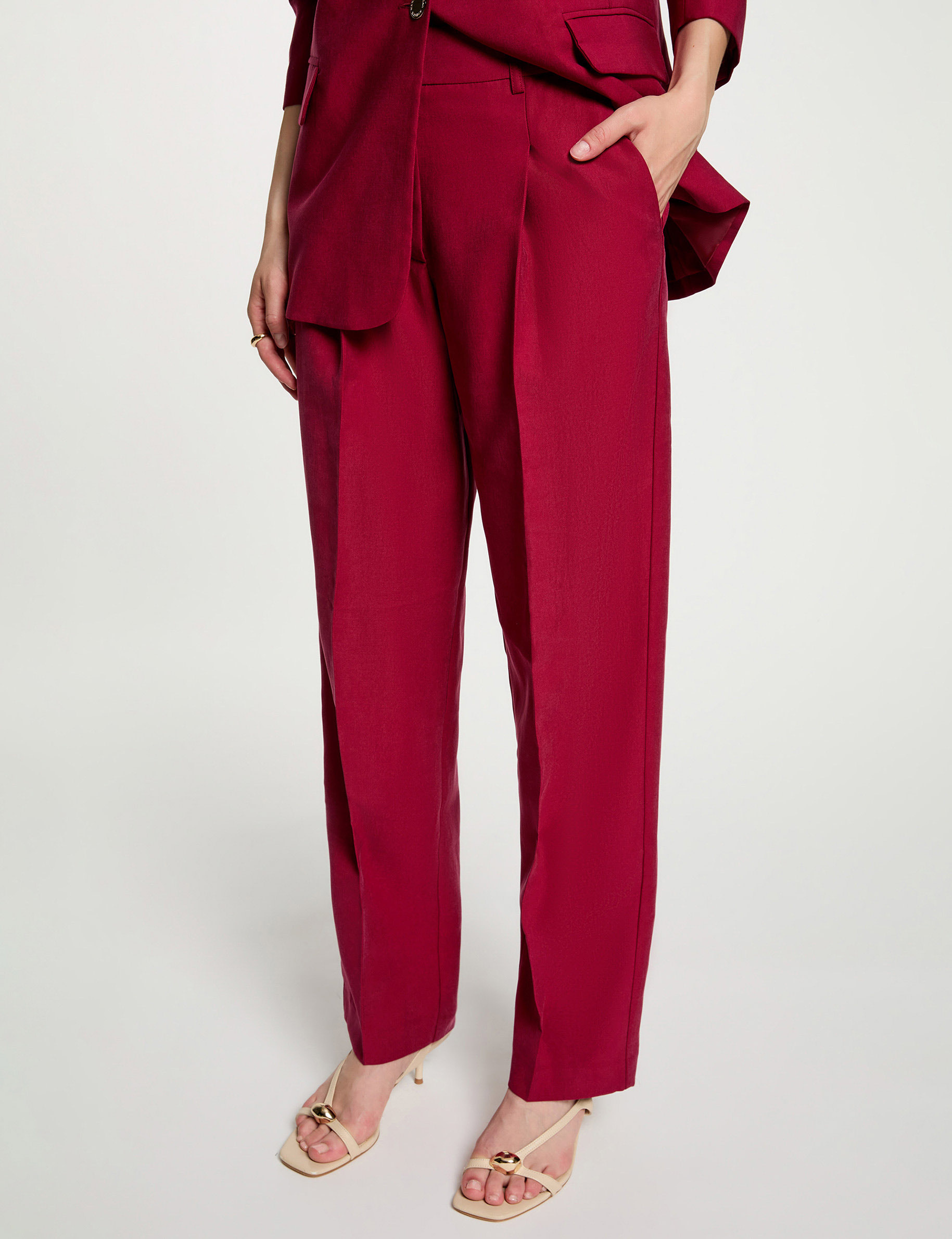 High-waisted trousers bordeaux women