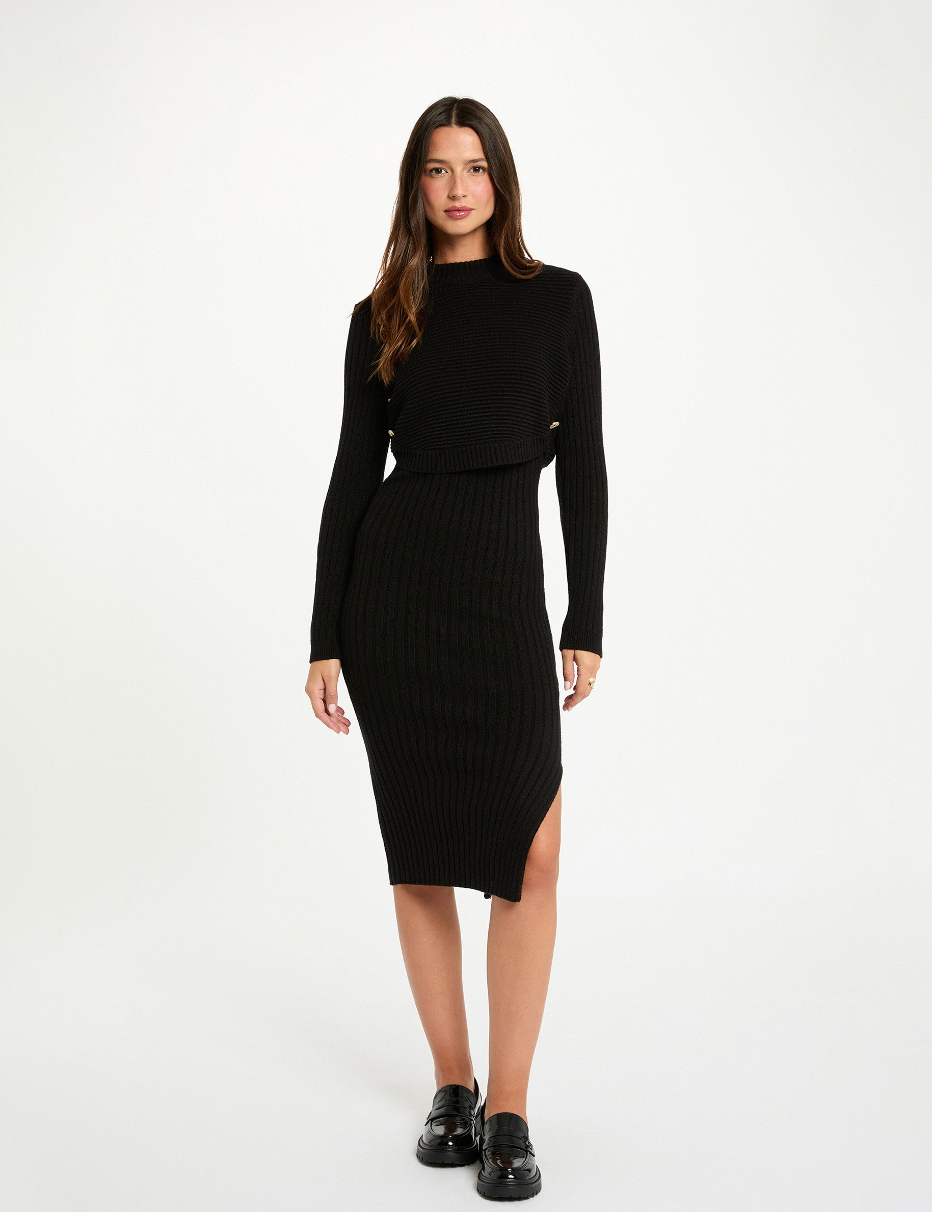 Fitted 3/4 dress black women