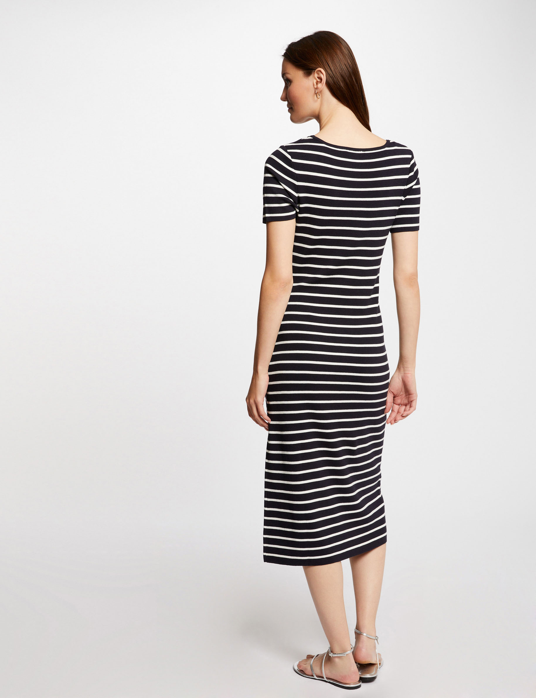 Stripped midi knitted dress navy ladies'