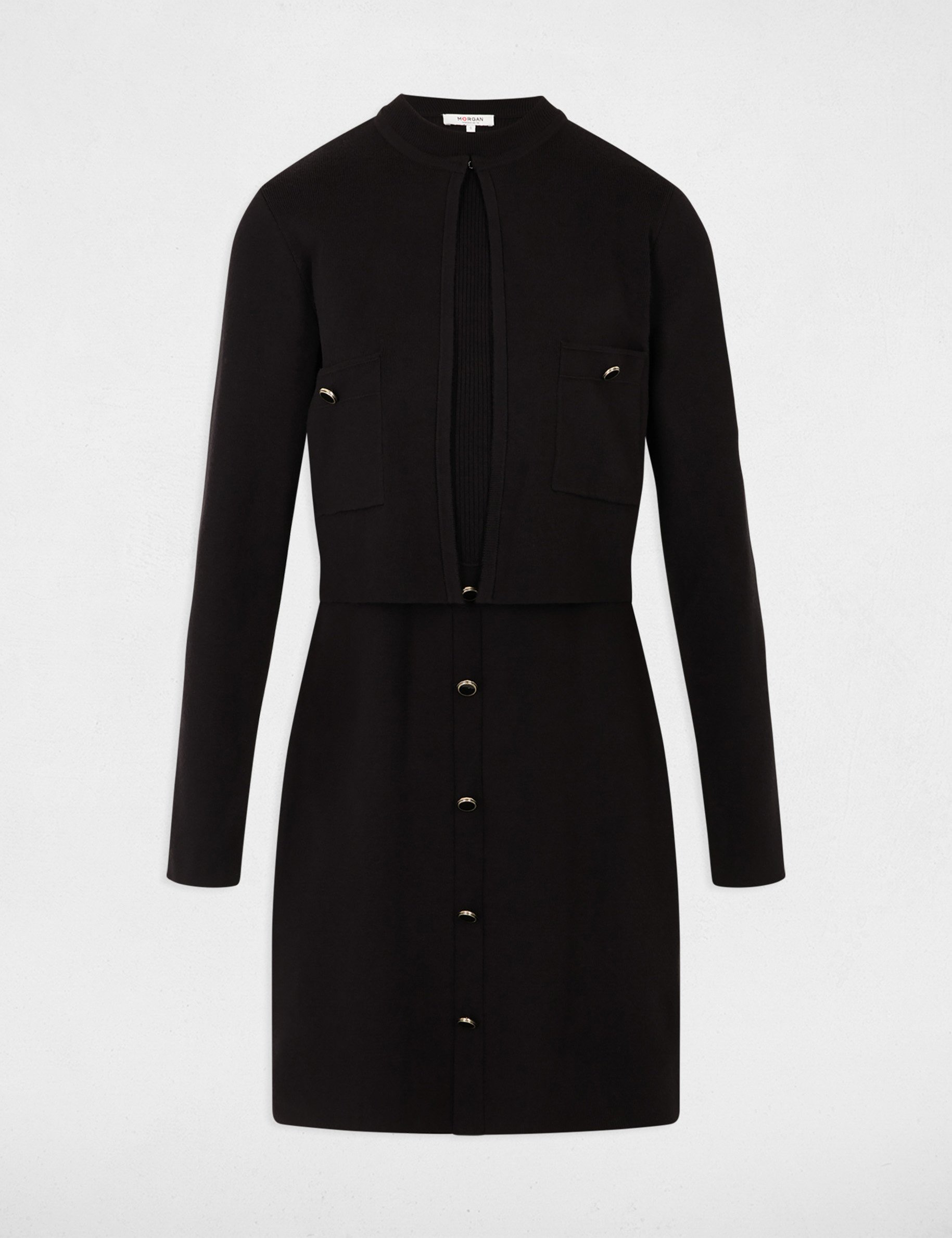 Robe courte effet 2-en-1 noir femme