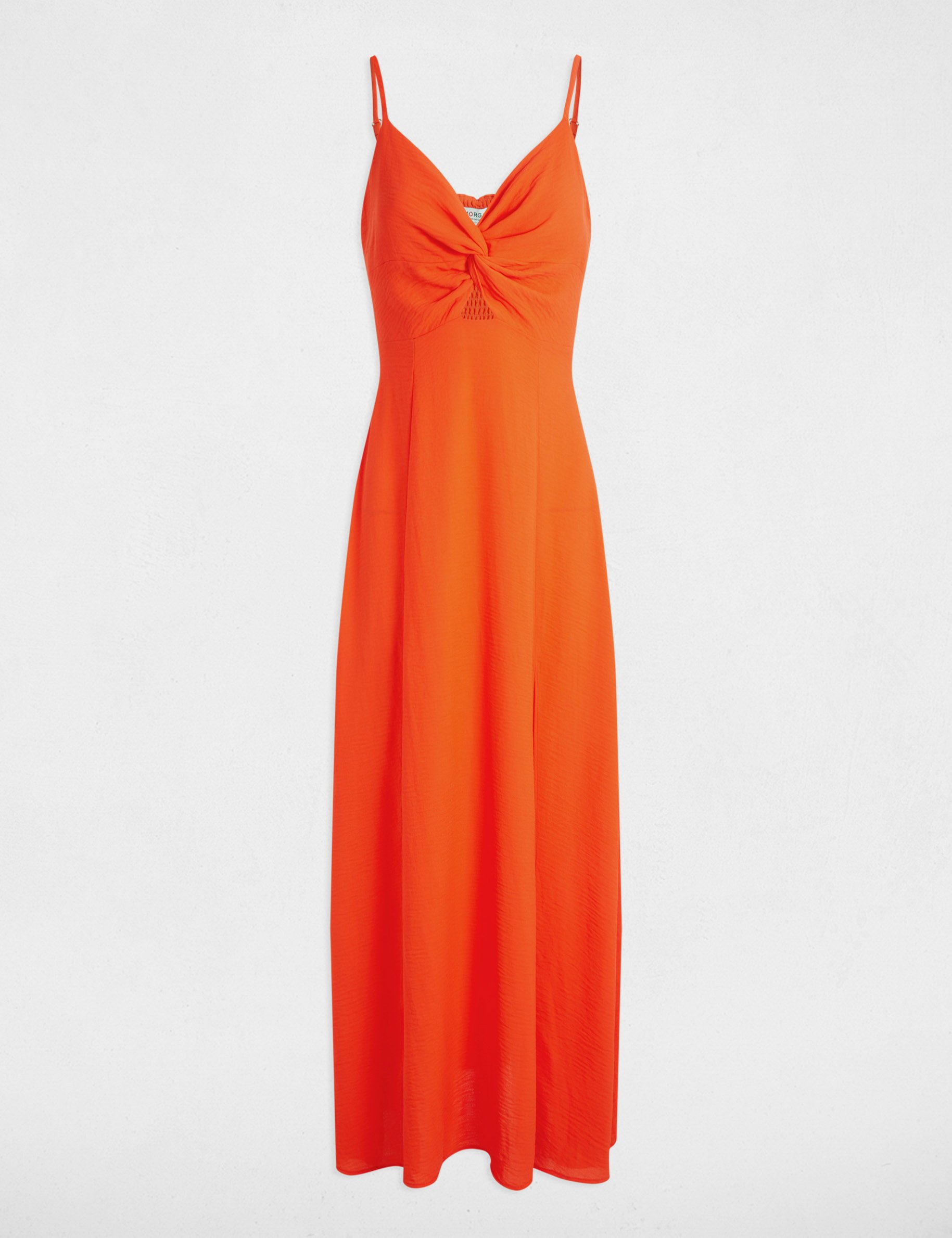 straight maxi dress with slit orange women Straight maxi dress with slit orange women