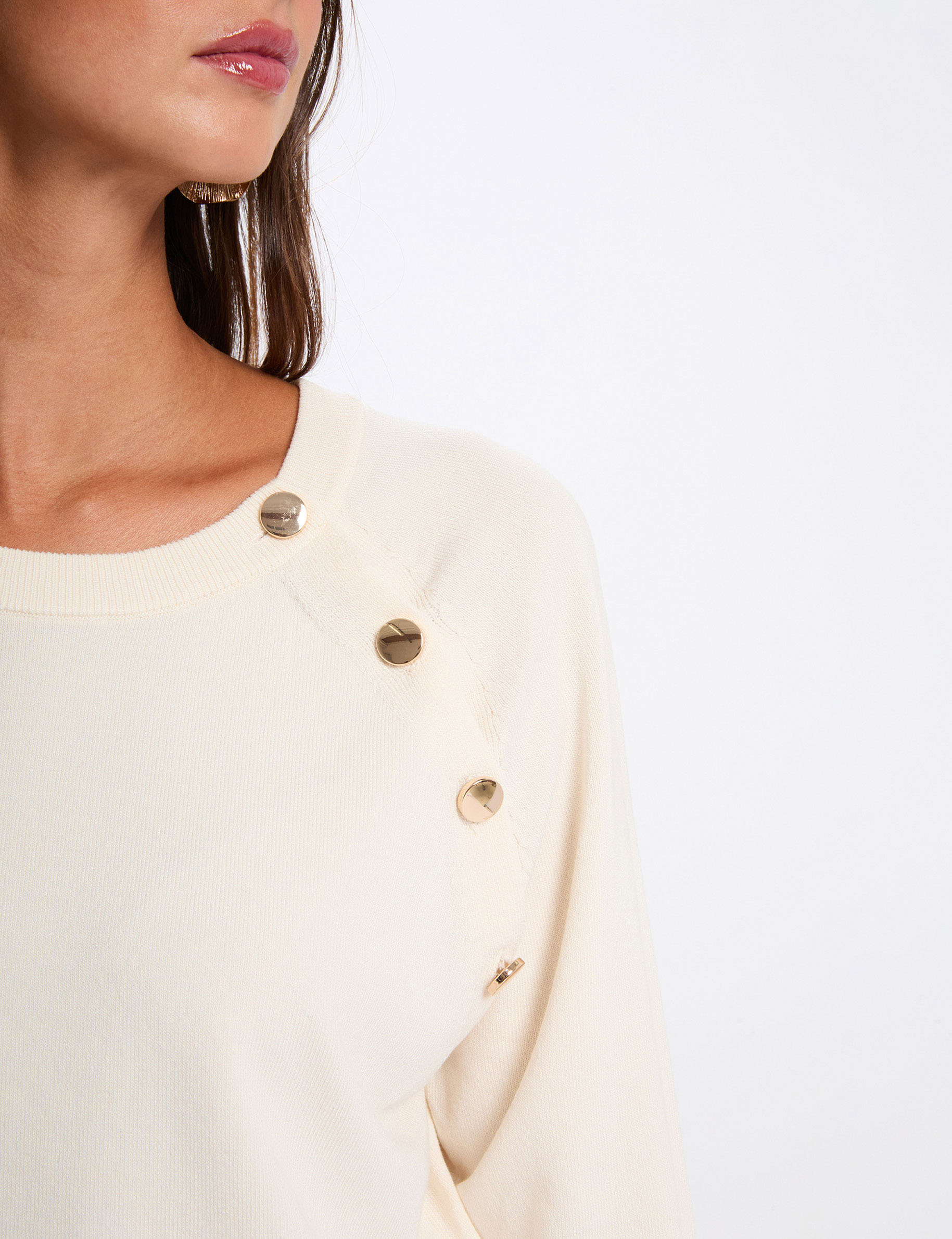 Fitted lightweight sweater ivory women