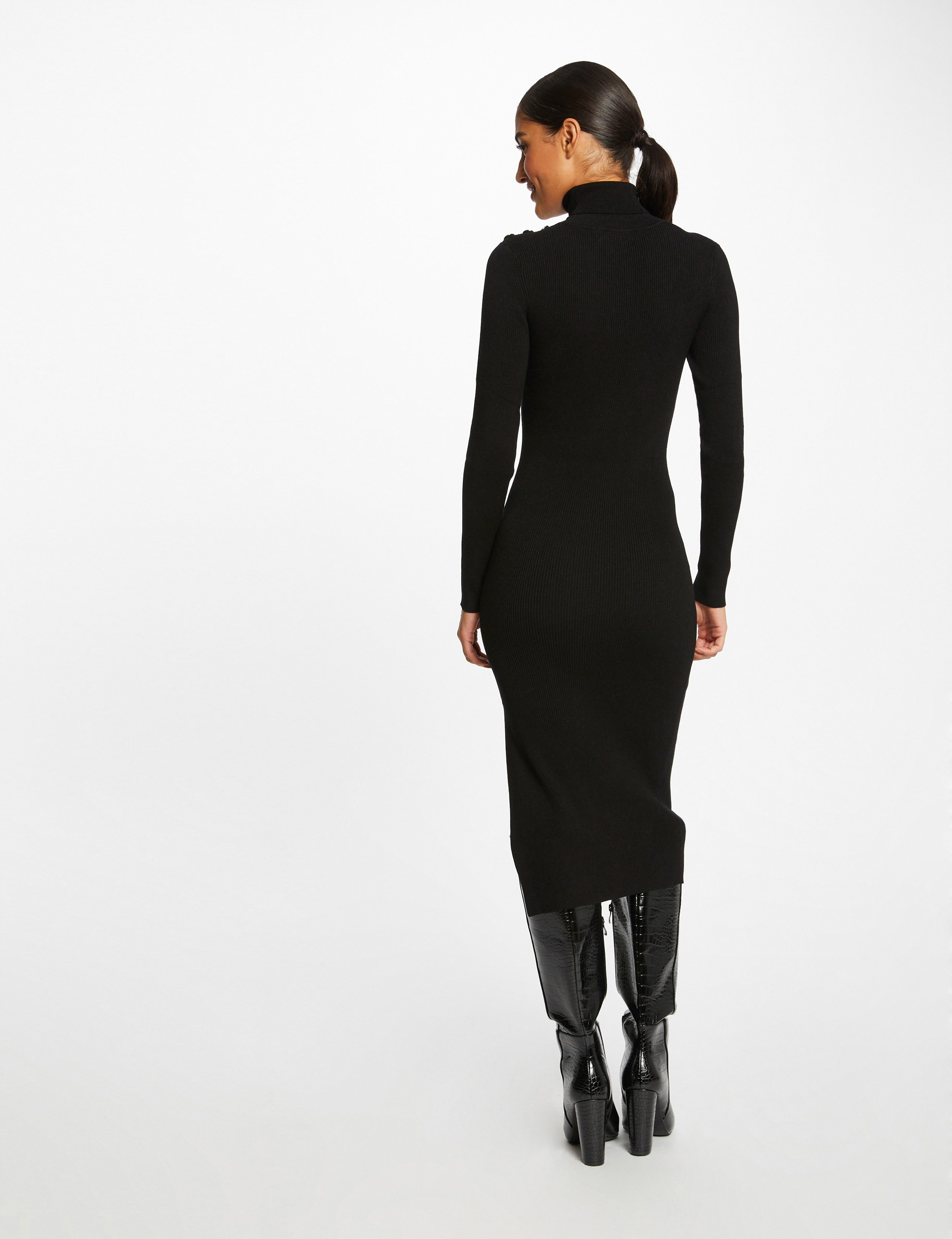 fitted maxi jumper dress with slit black ladies Fitted maxi jumper dress with slit black ladies'