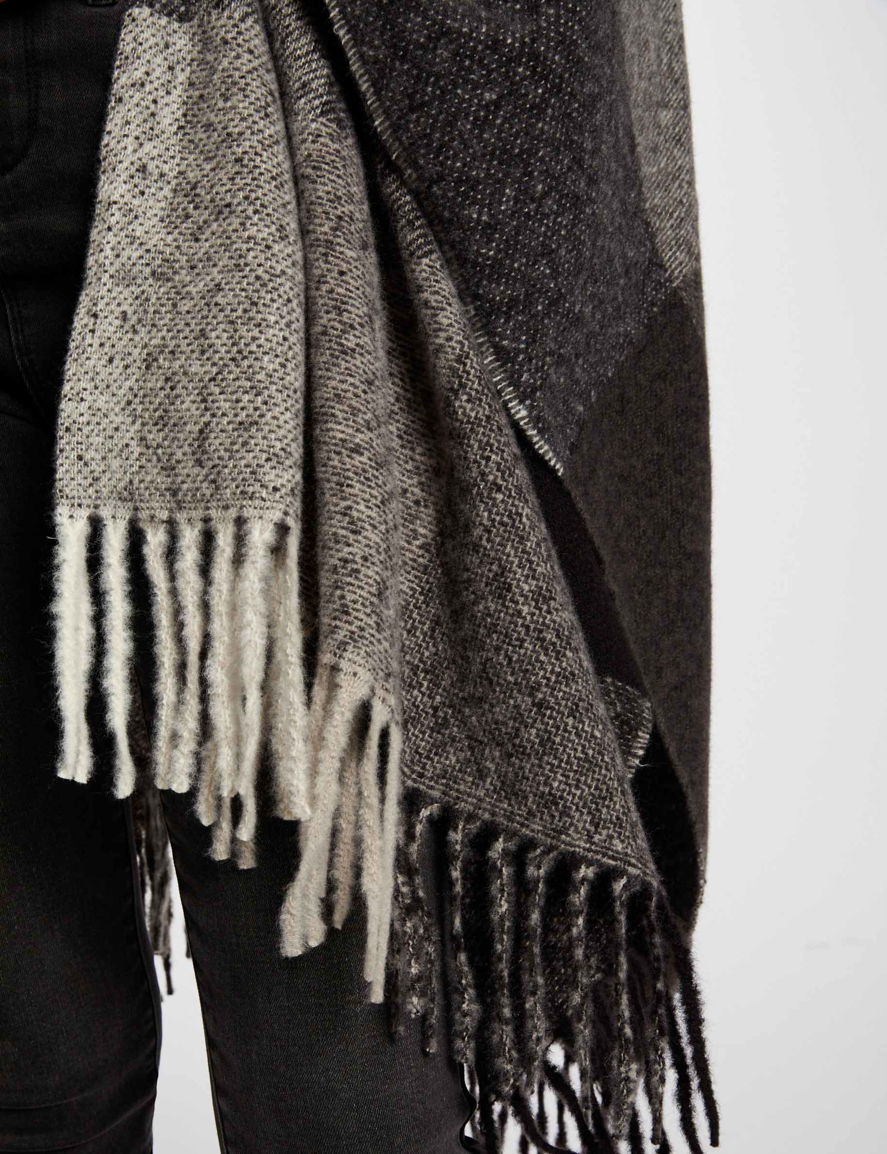 Scarf with check print mid-grey ladies'