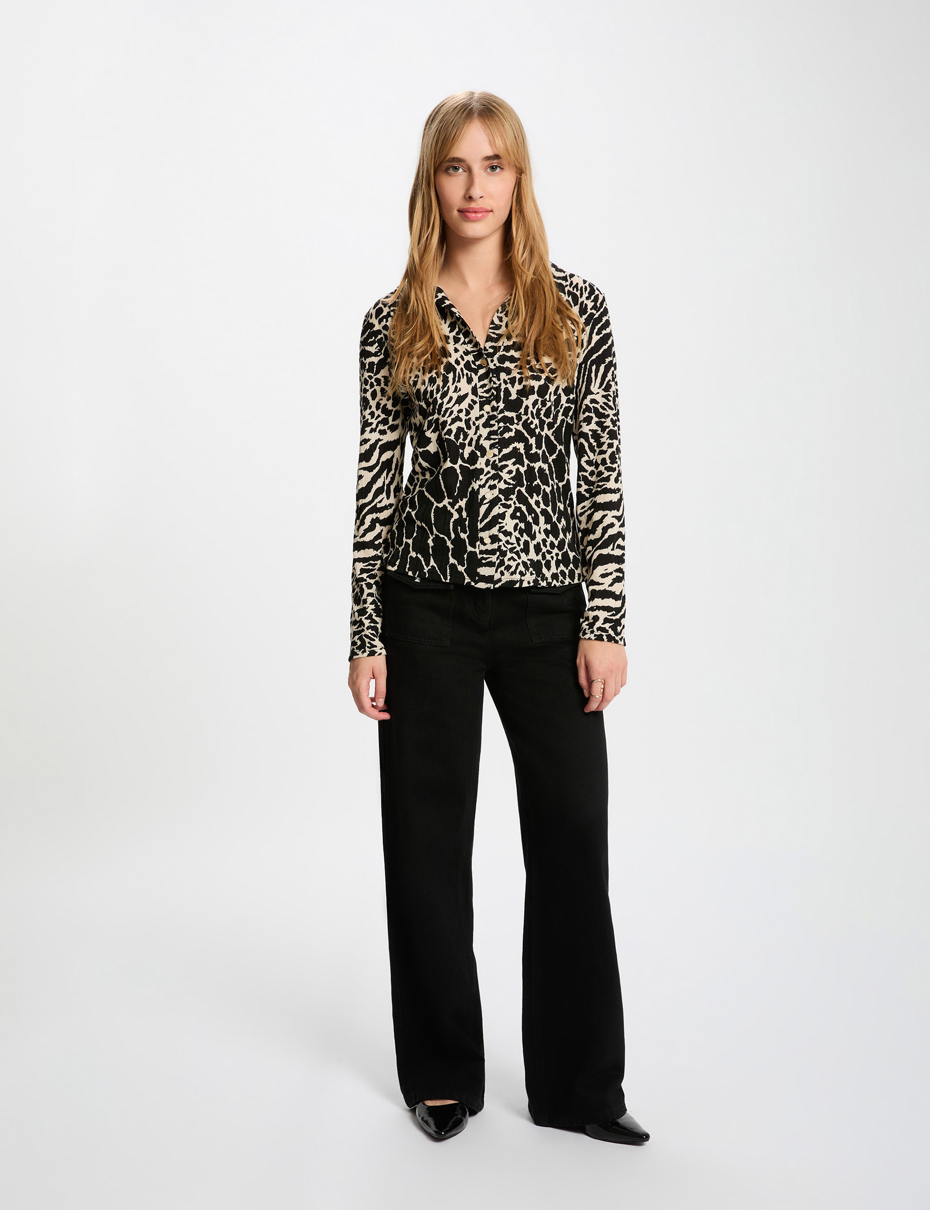 Fitted shirt with notched collar multicolor women