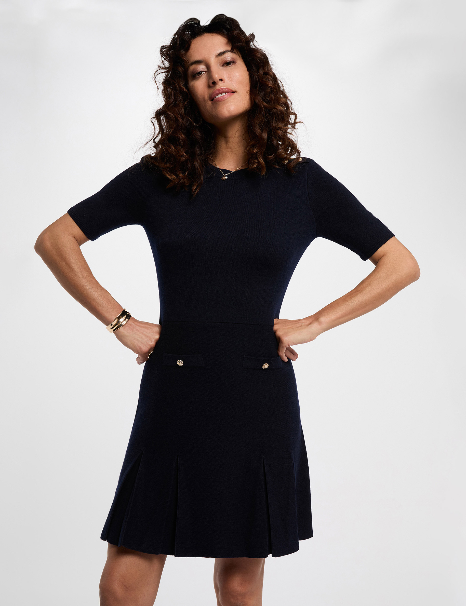short trapeze dress navy blue women Short trapeze dress navy blue women