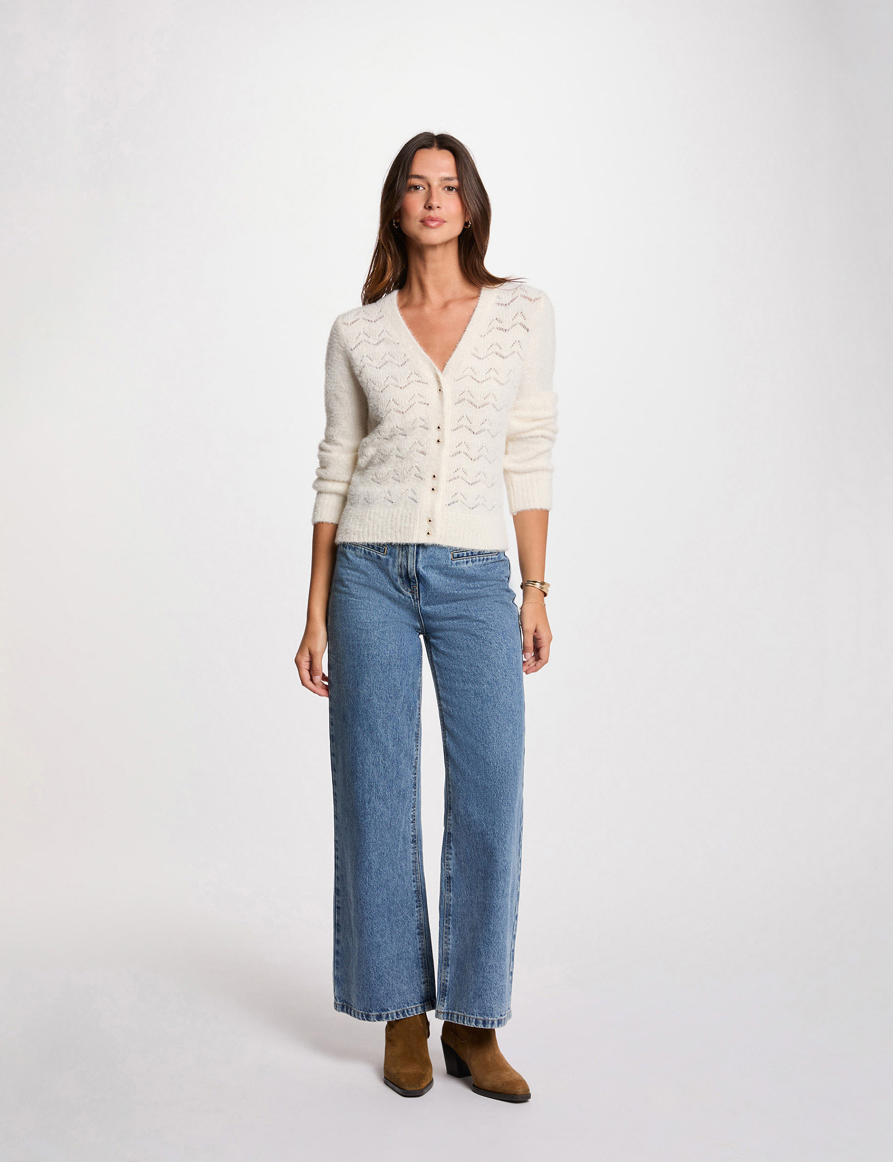 Long-sleeved cardigan ivory women
