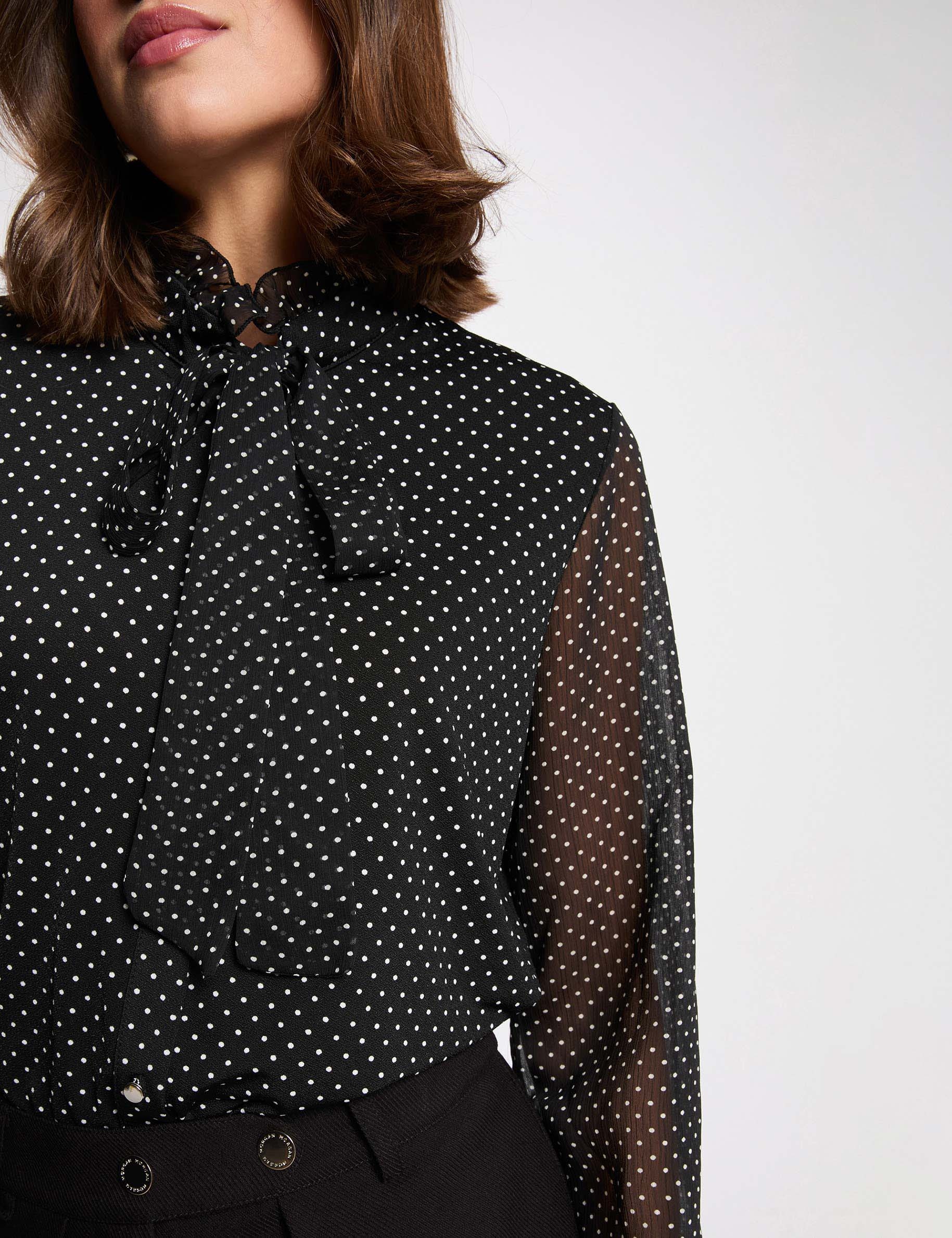 T-shirt with tie neck black women