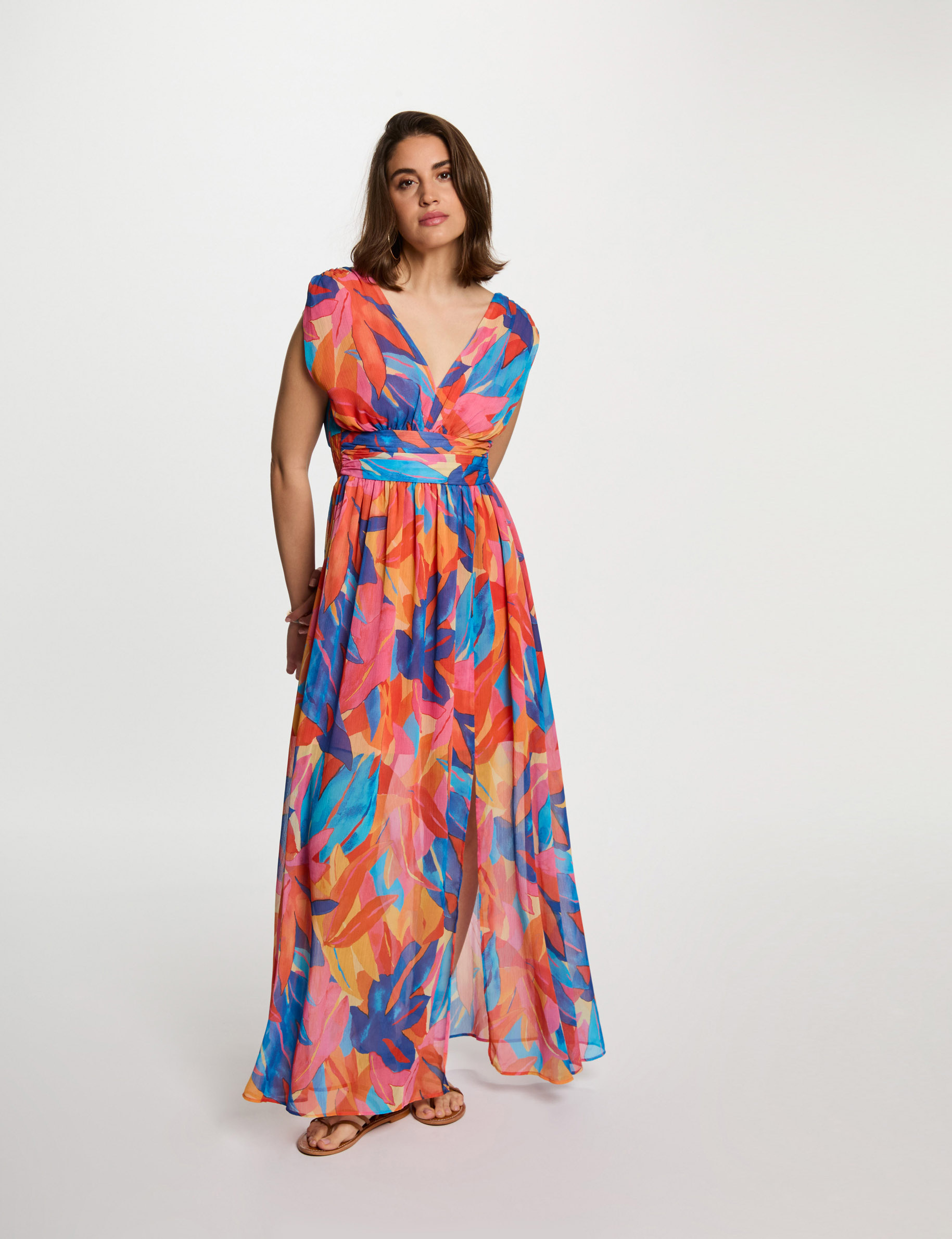 printed maxi straight dress multicolor women Printed maxi straight dress multicolor women