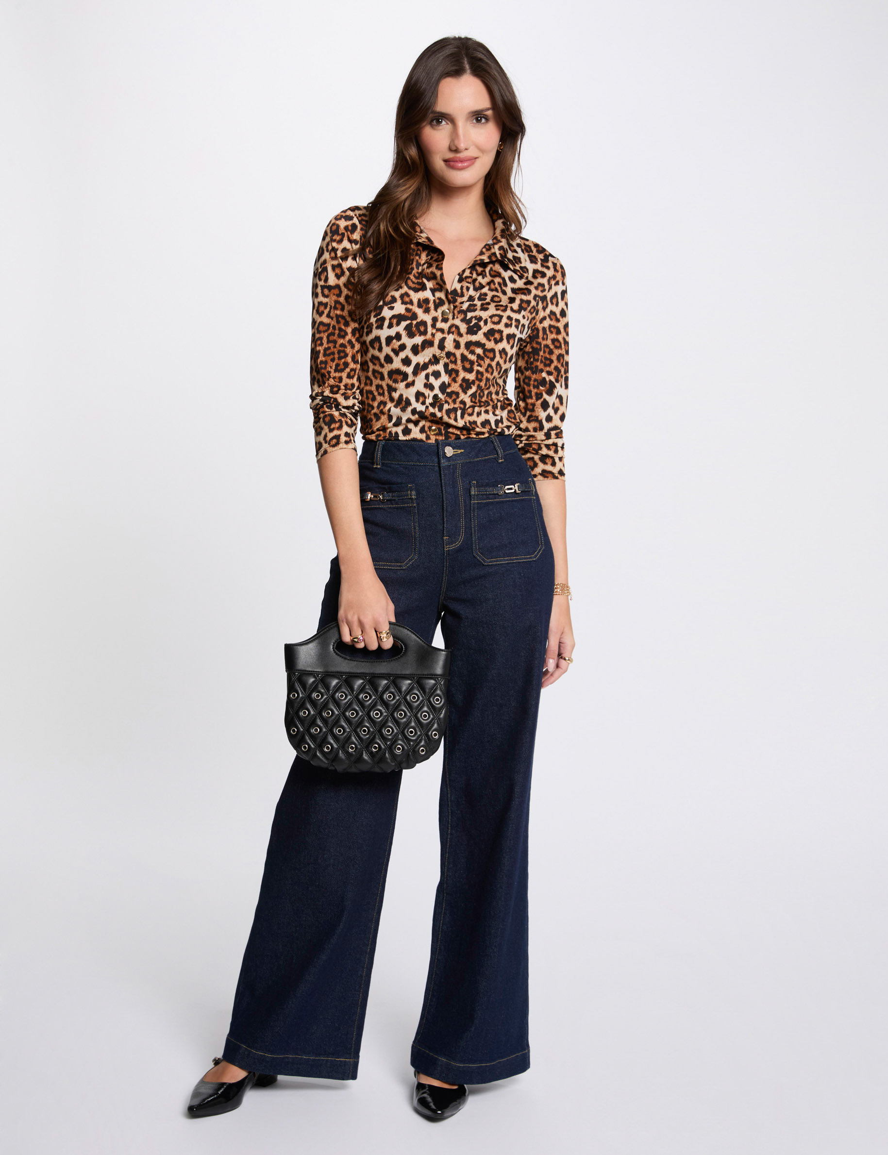 Printed top long sleeves multicolor women
