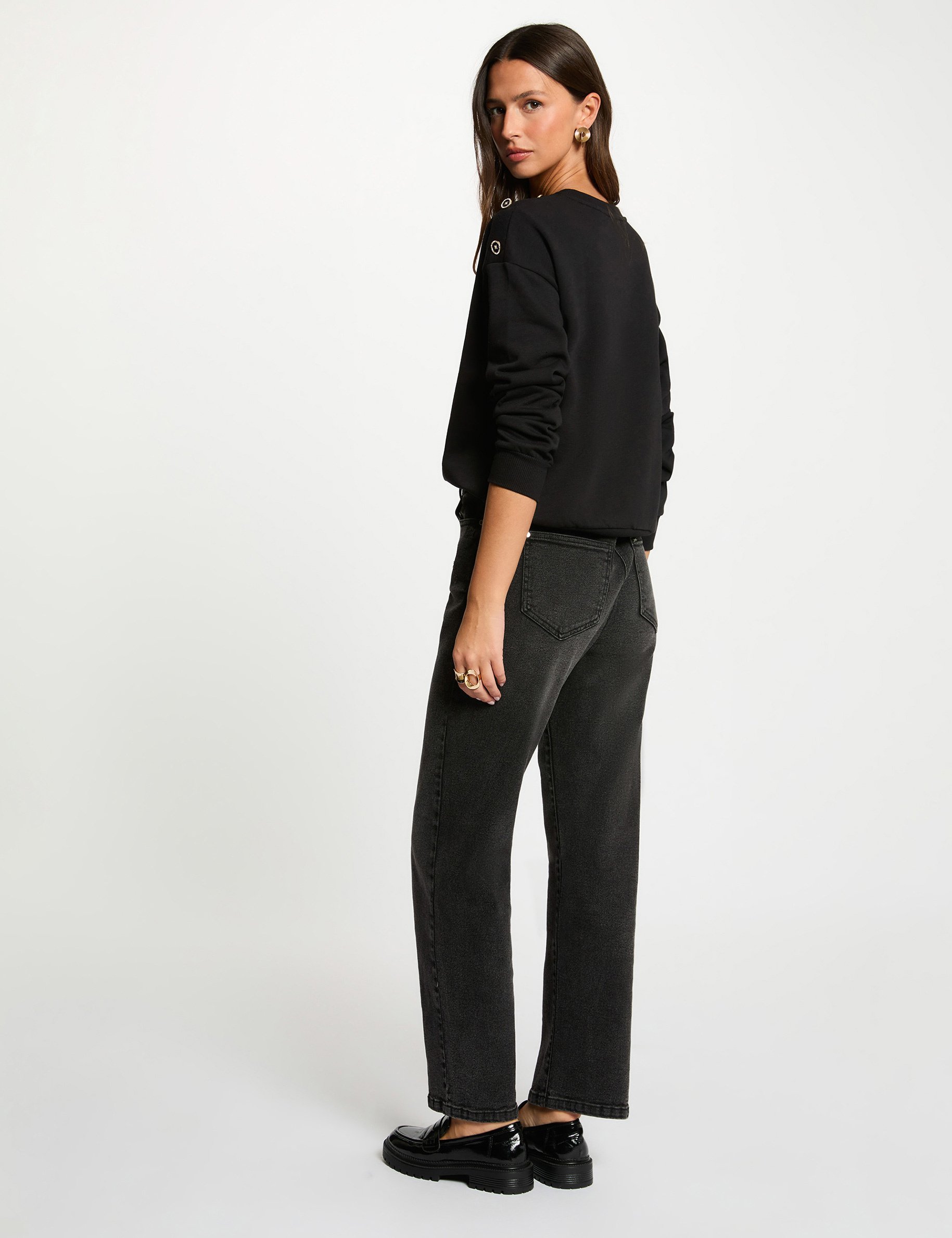 printed sweatshirt with round neck black women Printed sweatshirt with round neck black women