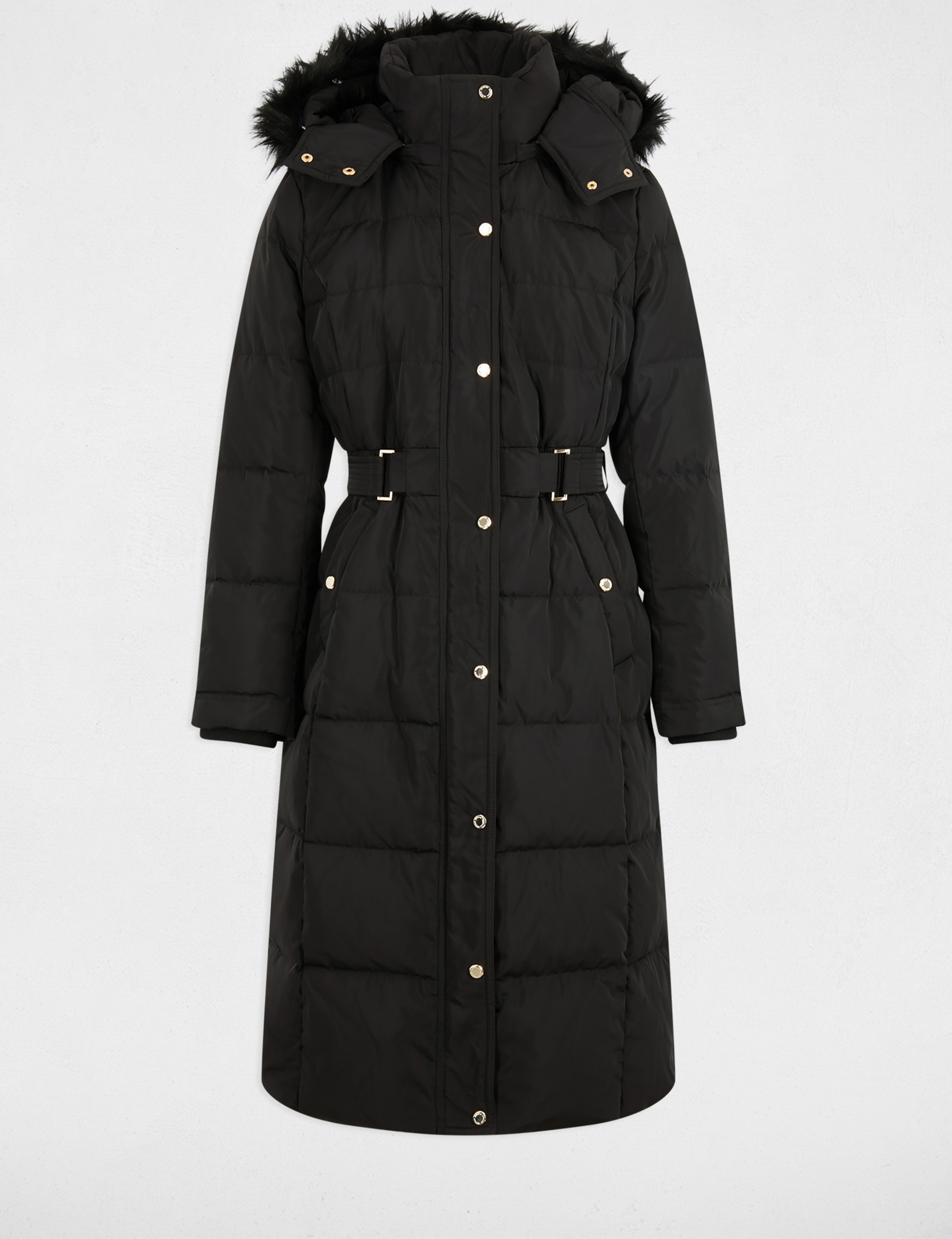 long padded jacket with hood black women Long padded jacket with hood black women