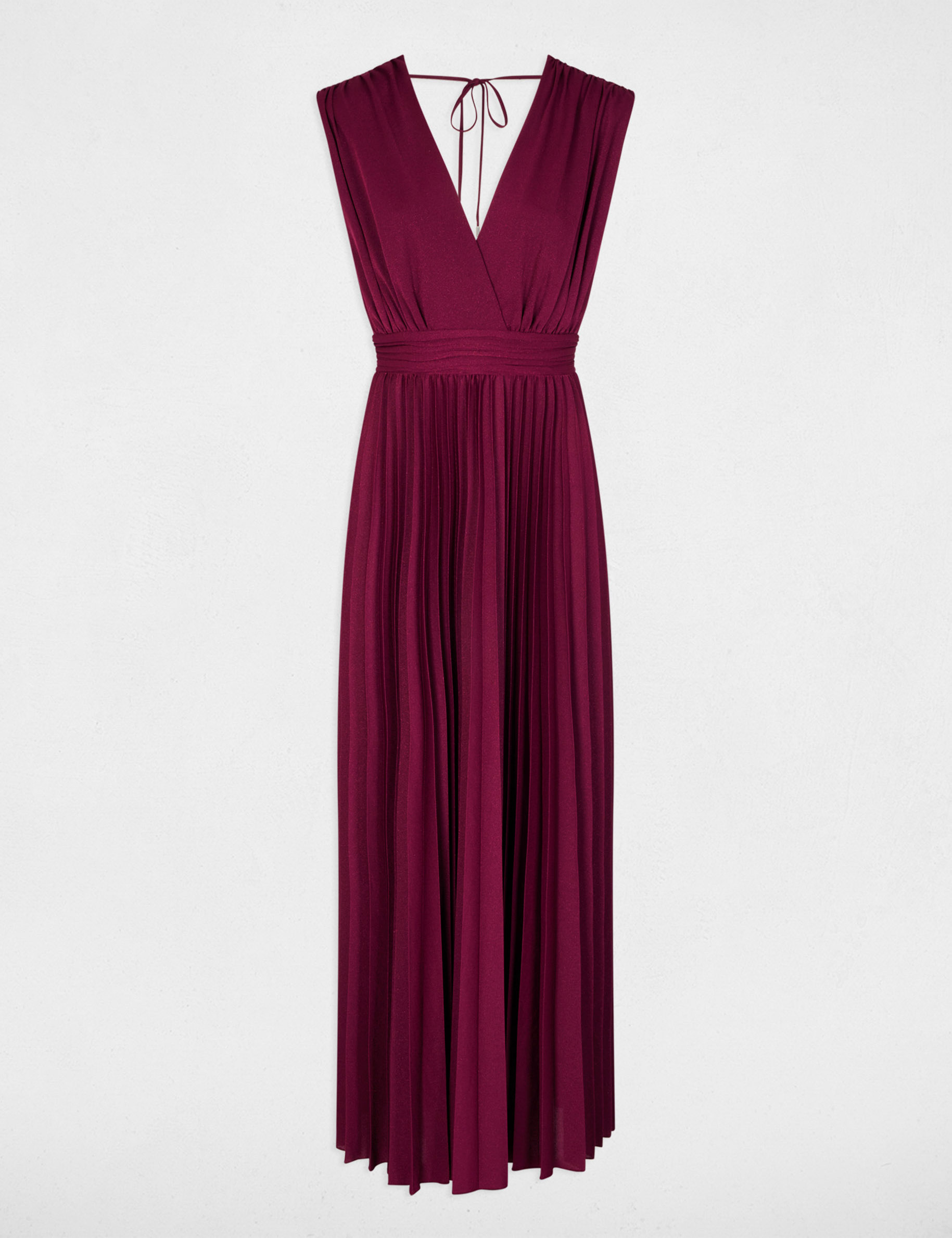 Pleated maxi straight dress plum women