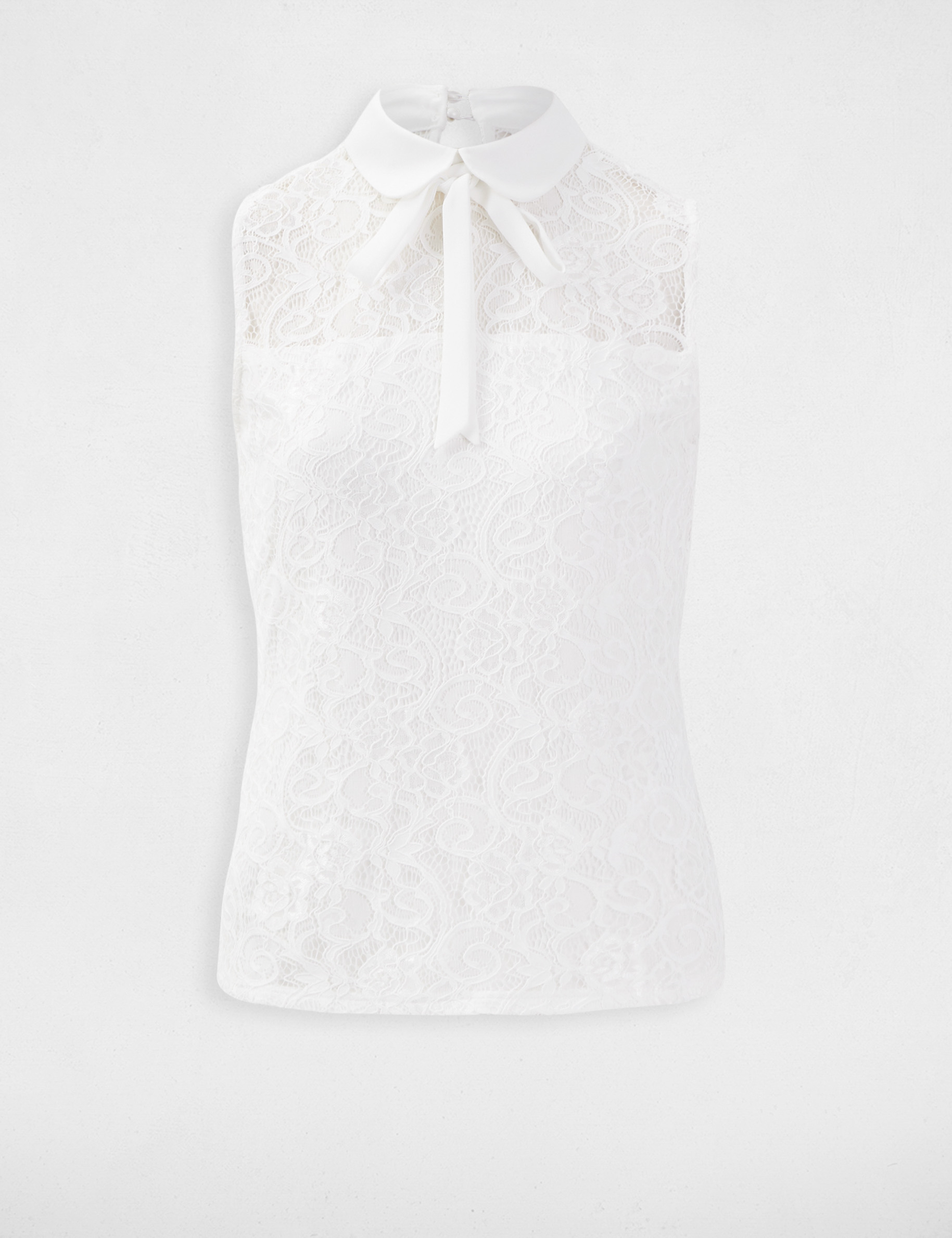 Sleeveless lace blouse with lining white women