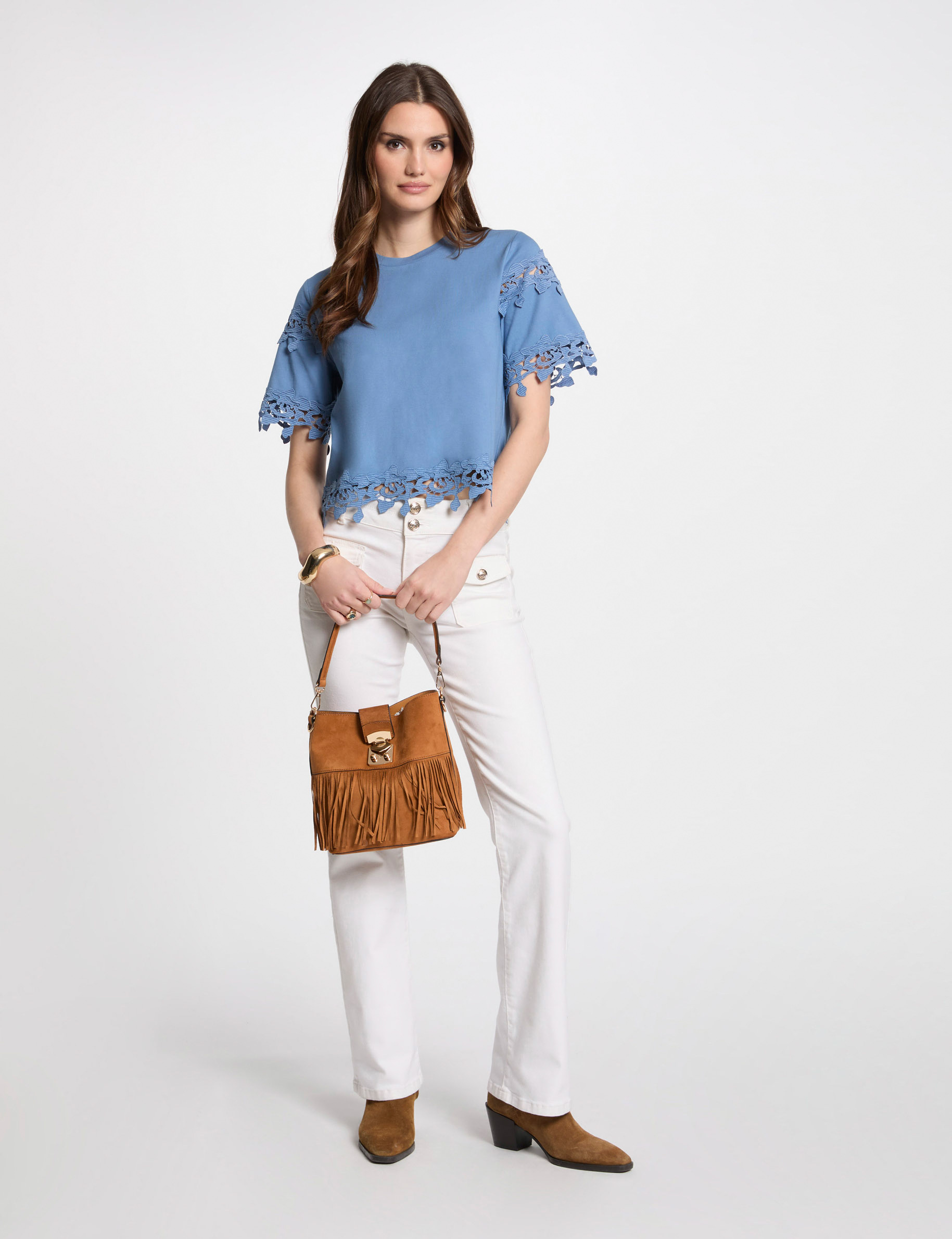t shirt manches courtes bleu gris femme T-shirt manches courtes bleu gris femme