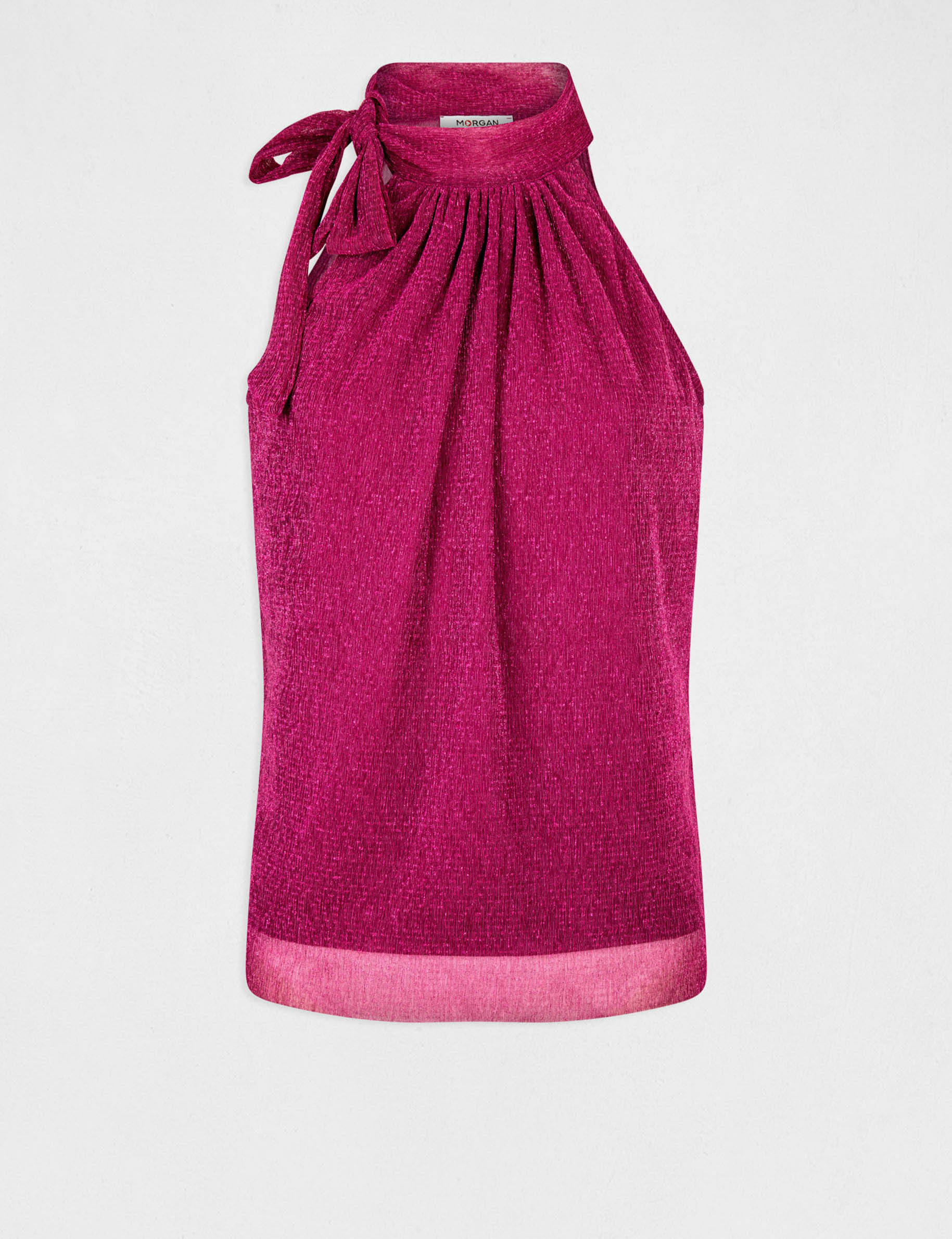 Vest top halter neck with bow pink ladies'