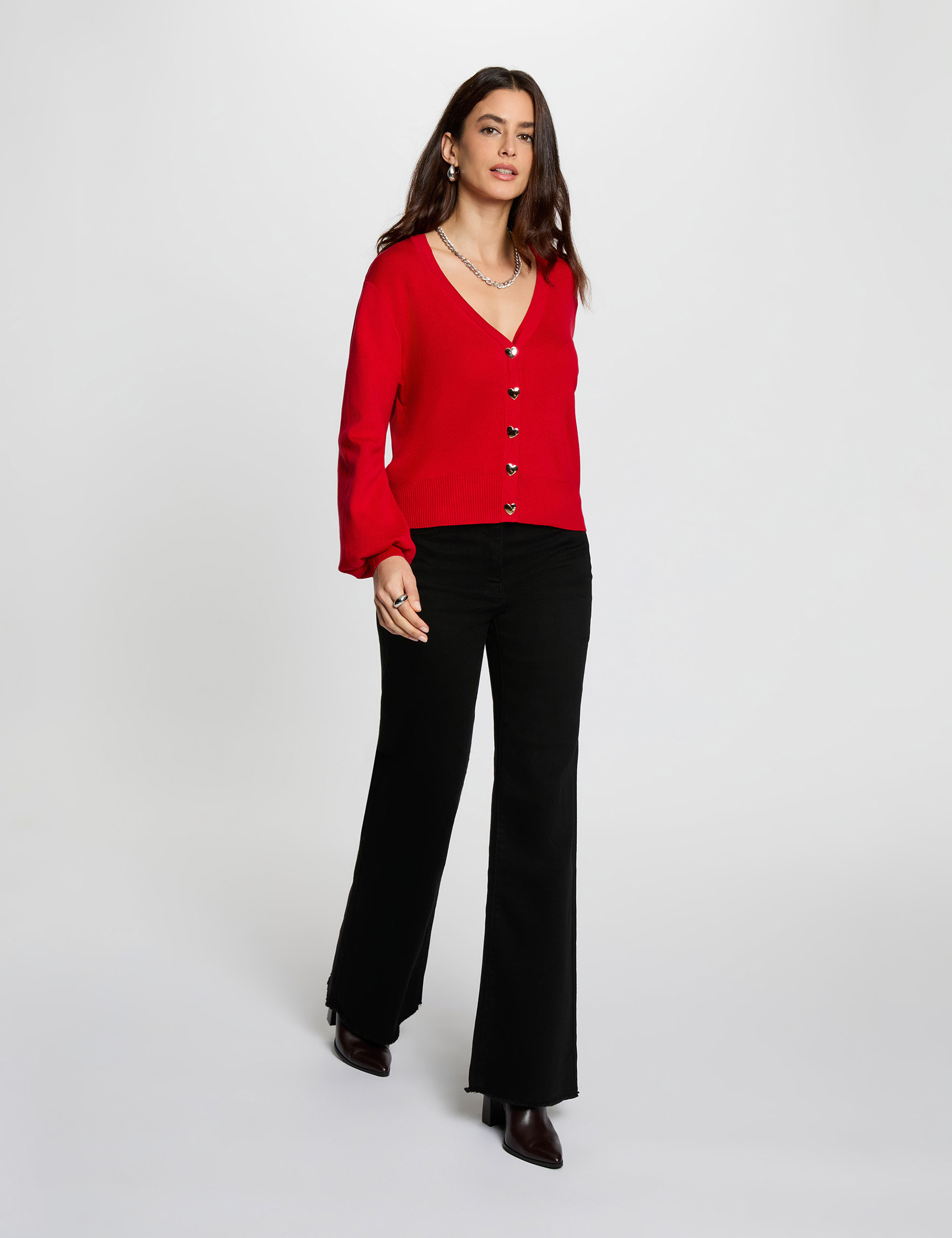 High-waisted wide-leg jeans black women