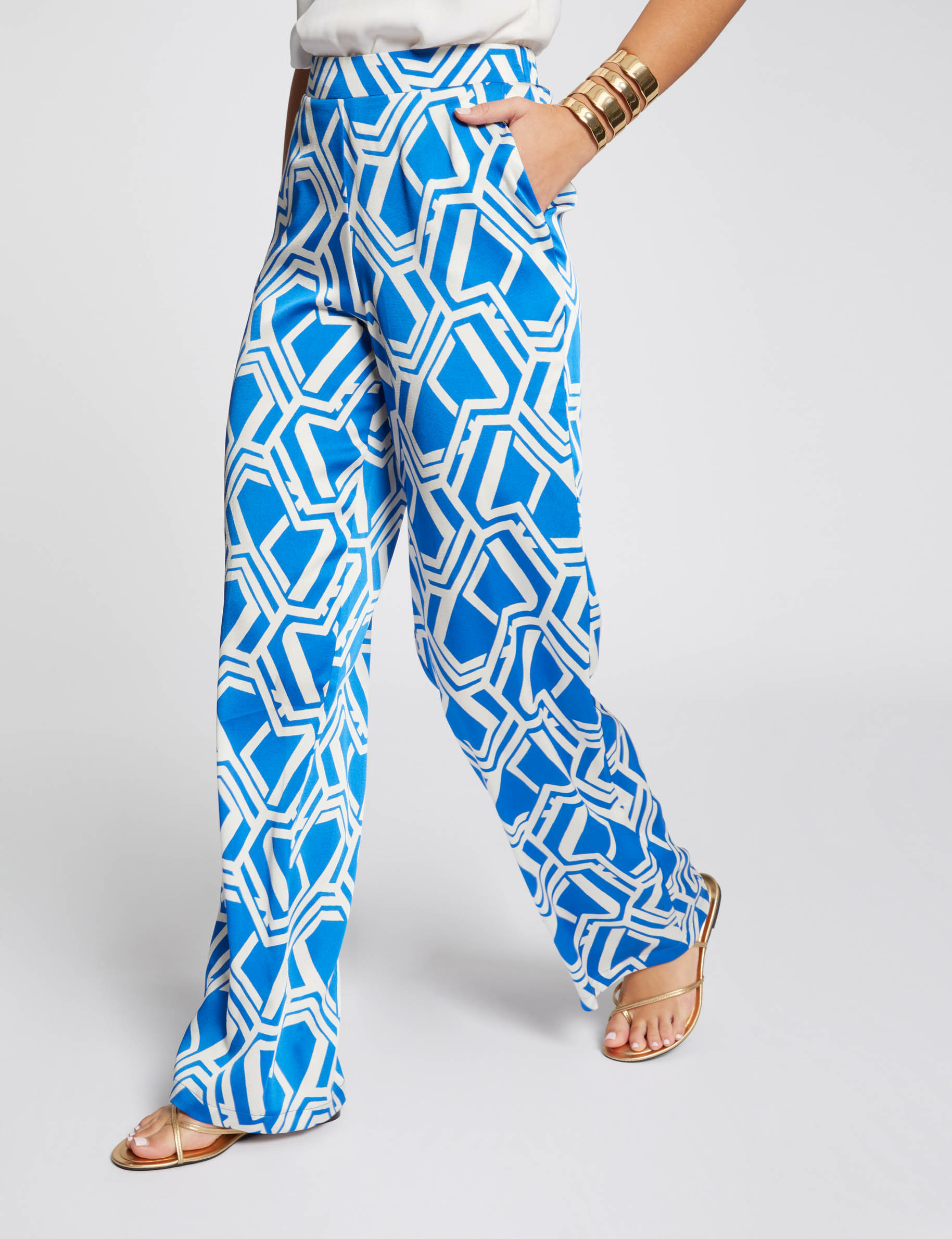printed wide leg trousers multicolored women Printed wide leg trousers multicolored women