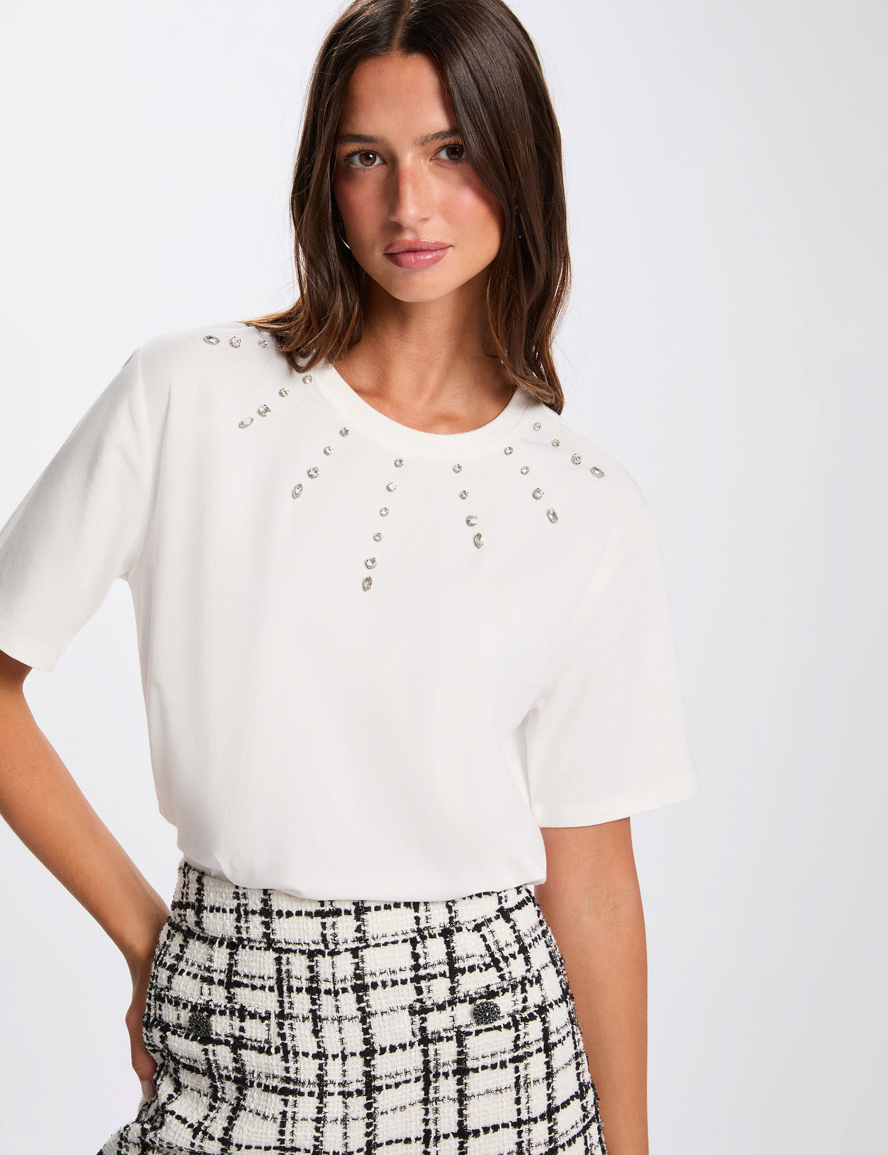 Straight t-shirt with short sleeves white women