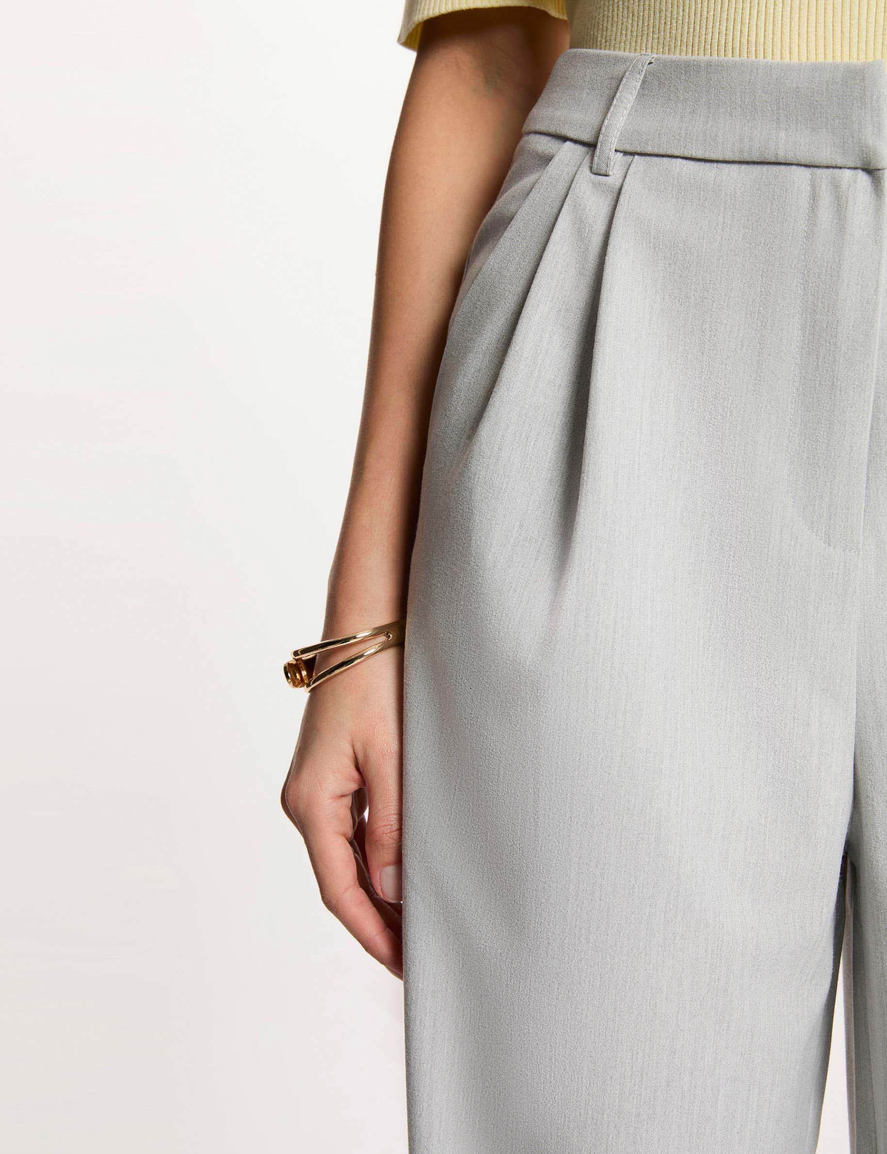 High-waisted wide-leg trousers light grey women