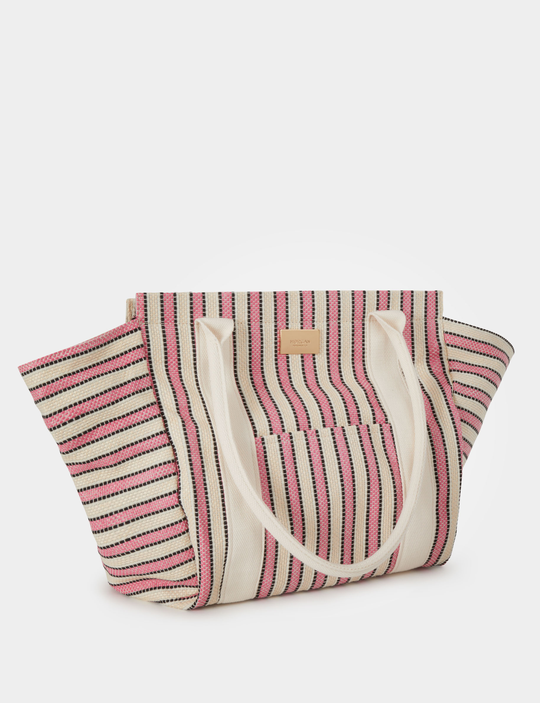 Striped tote bag ivory women