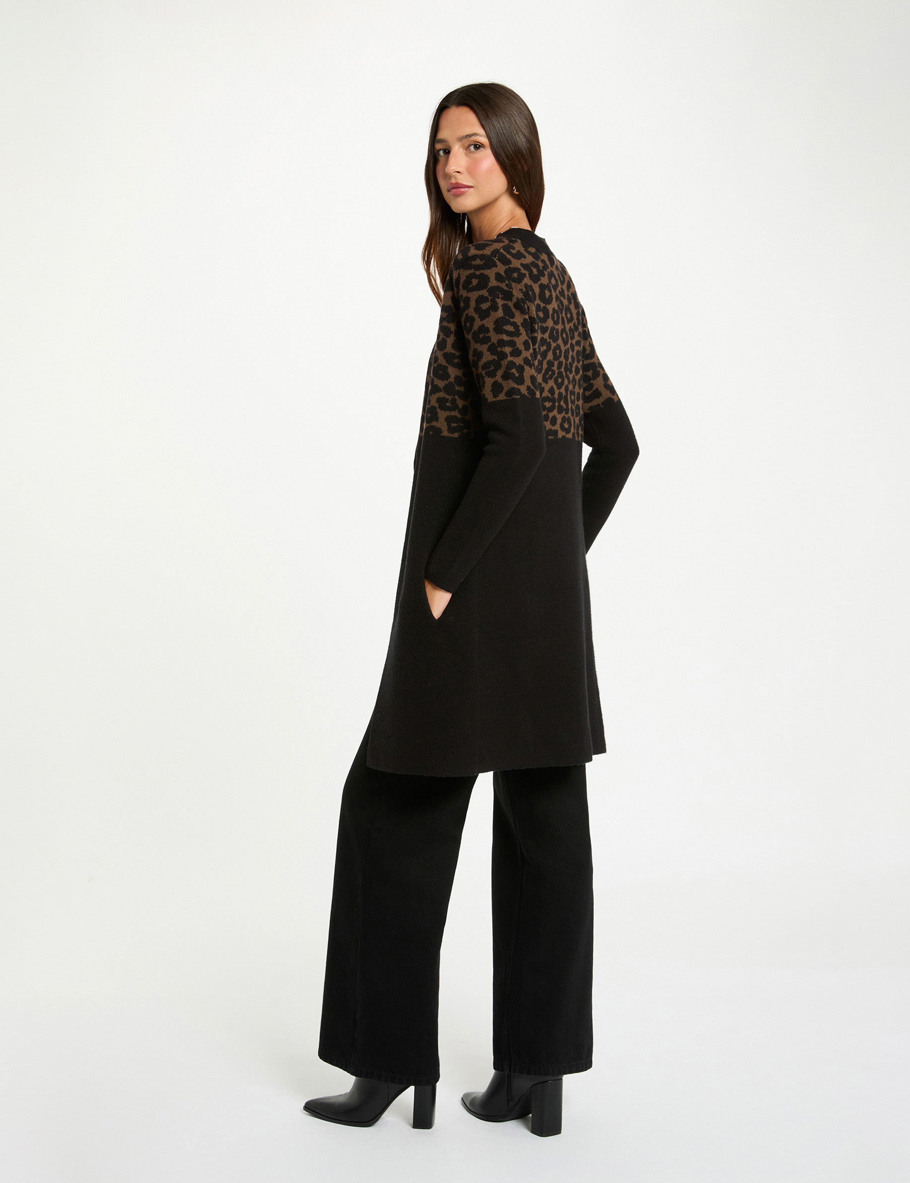 leopard jacquard cardigan multicolor women Leopard jacquard cardigan multicolor women