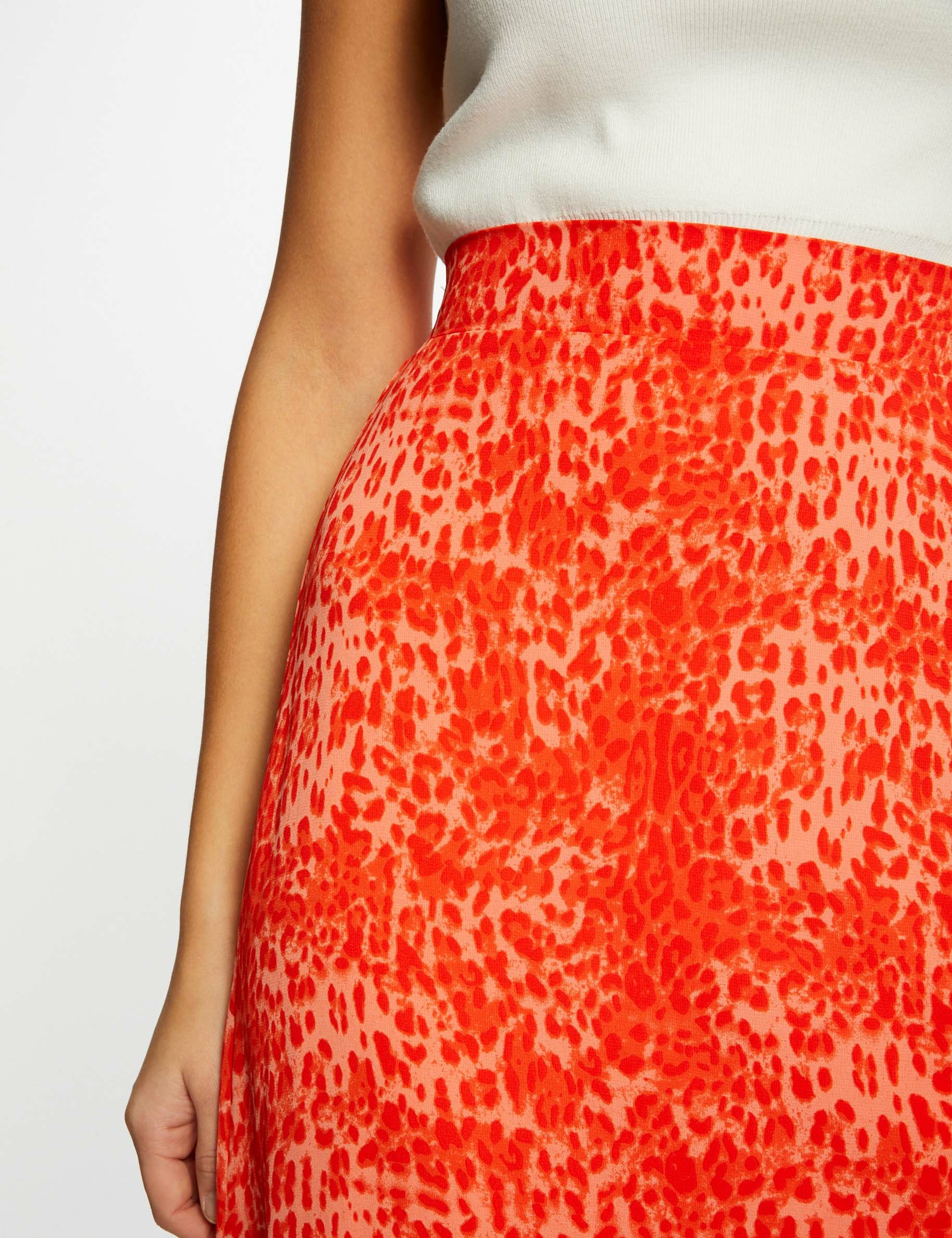 Maxi wrap skirt with leopard print orange ladies'