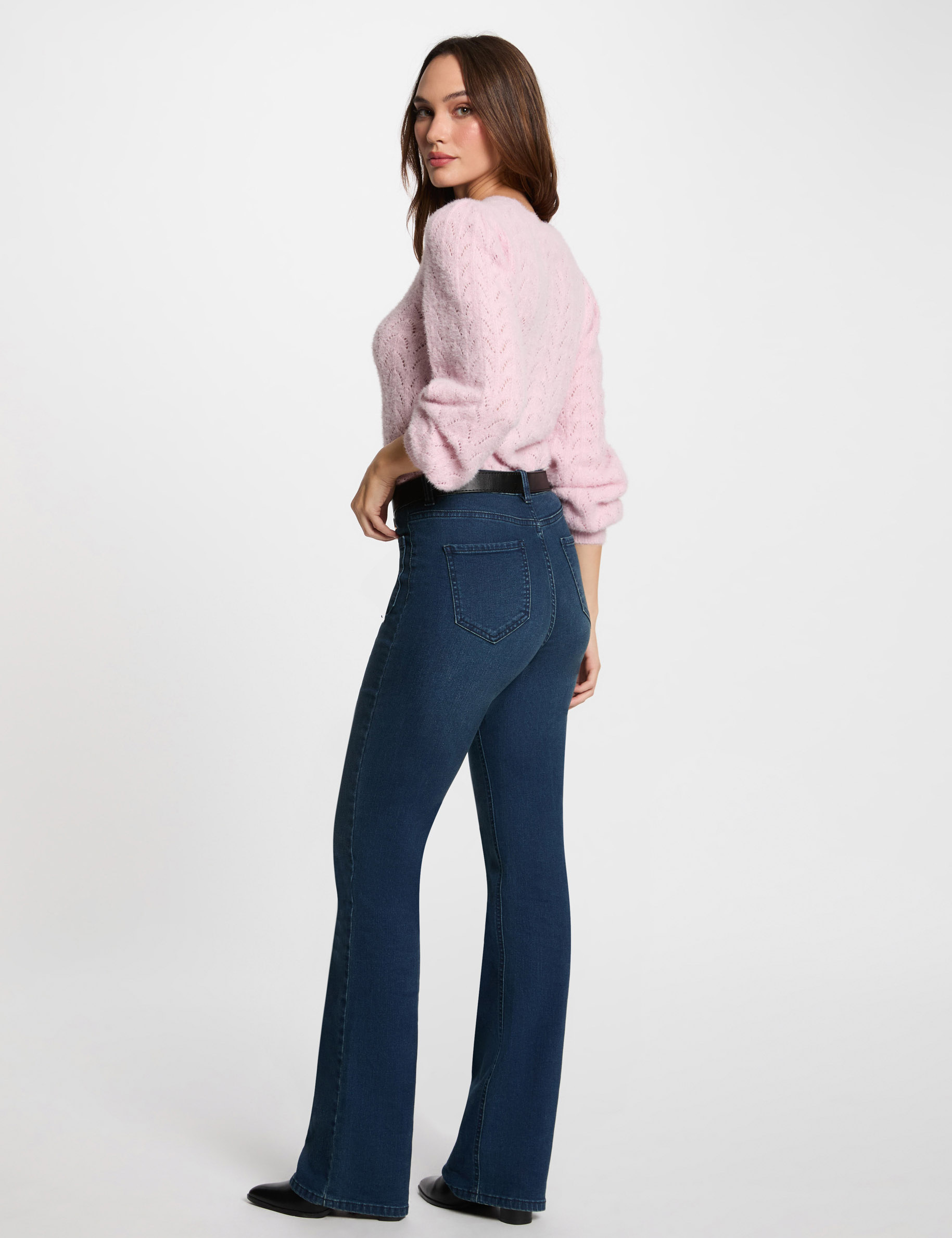 pull col rond ajoure rose pastel femme Pull col rond ajouré rose pastel femme