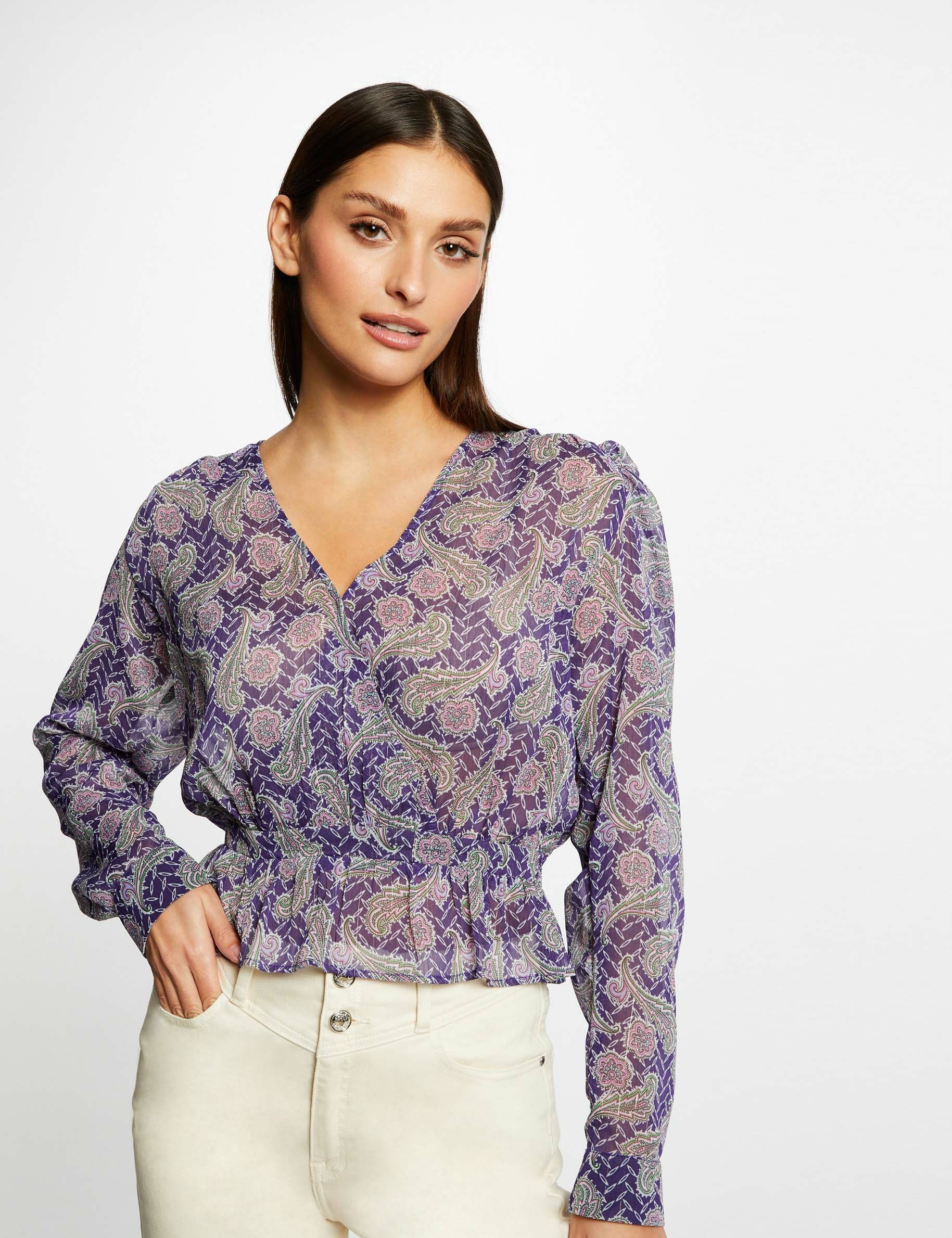 Printed long-sleeved blouse multico ladies'