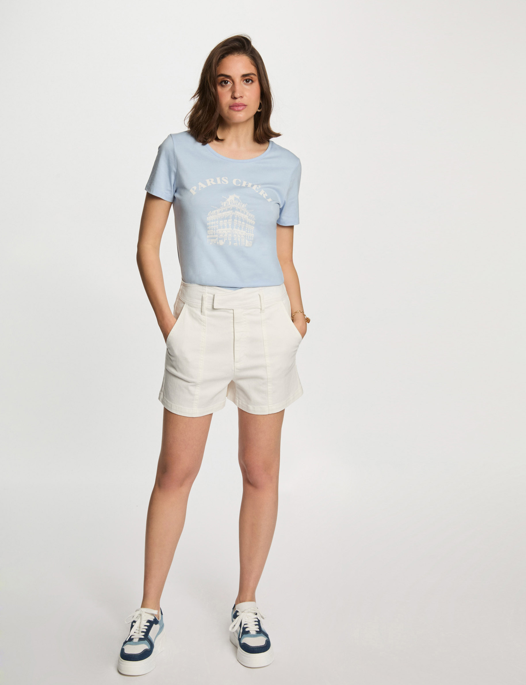 t shirt with message sky blue women T-shirt with message sky blue women
