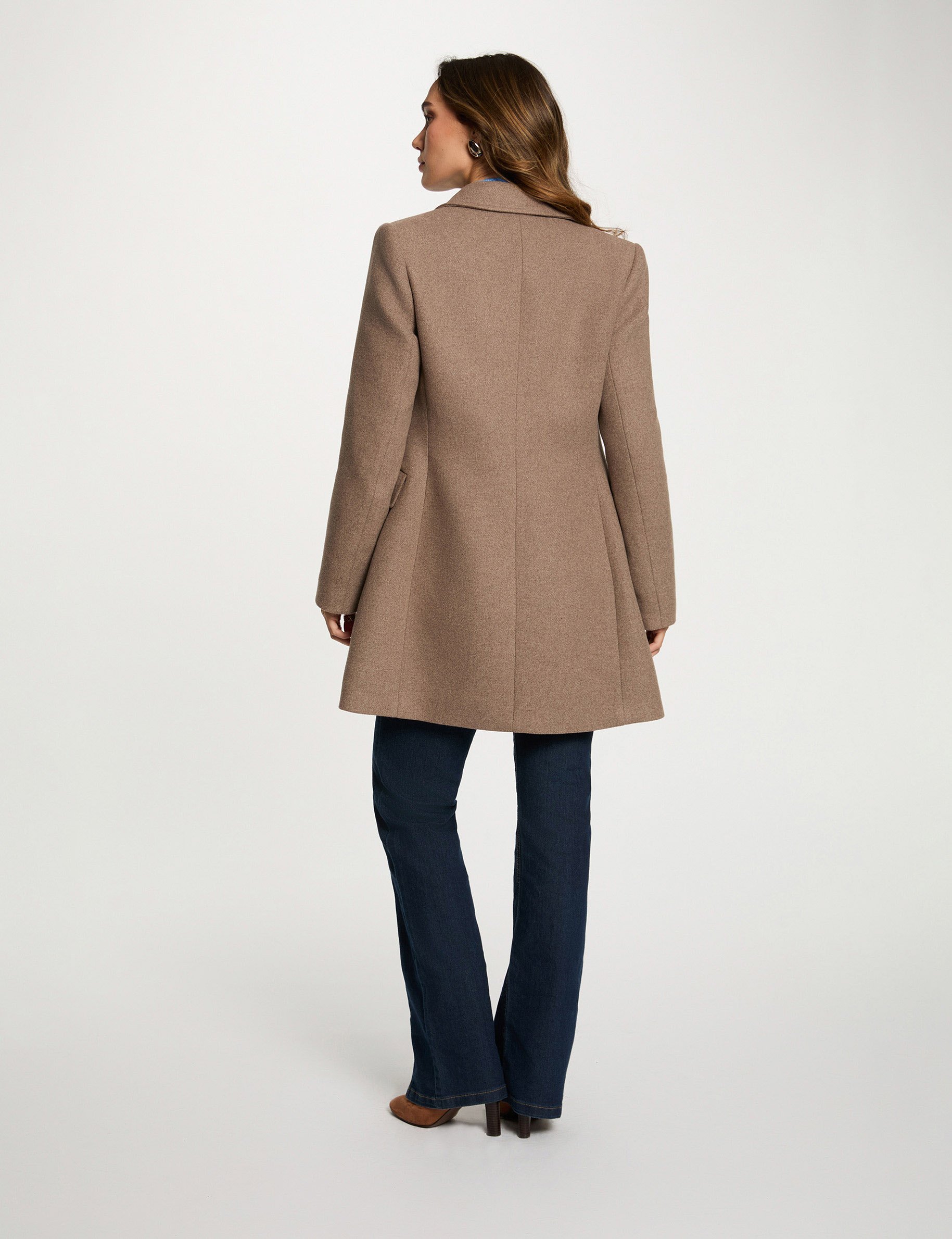 Mi-length coat with buttons taupe women