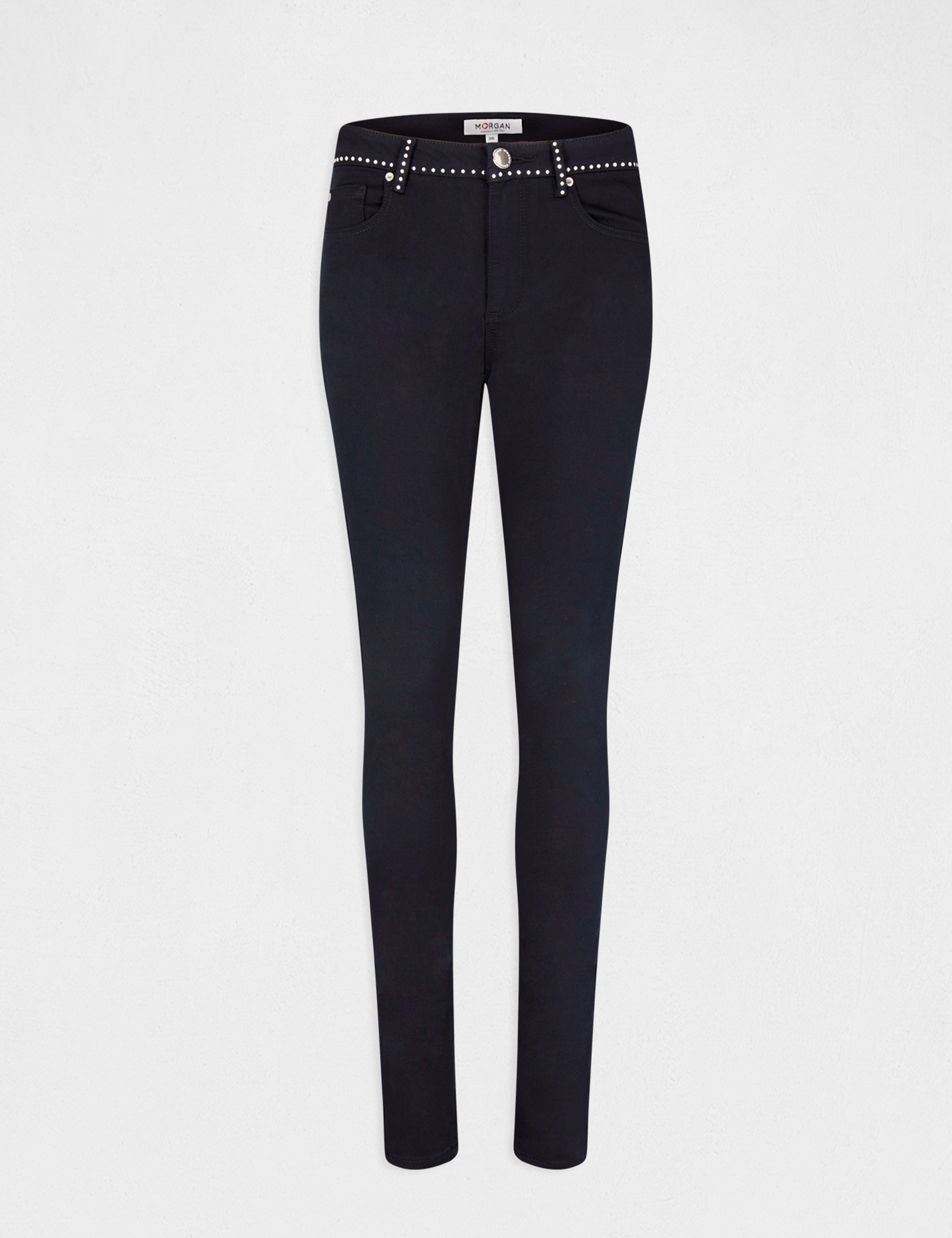 Slim trousers with studs navy ladies' Slim trousers with studs navy ladies'