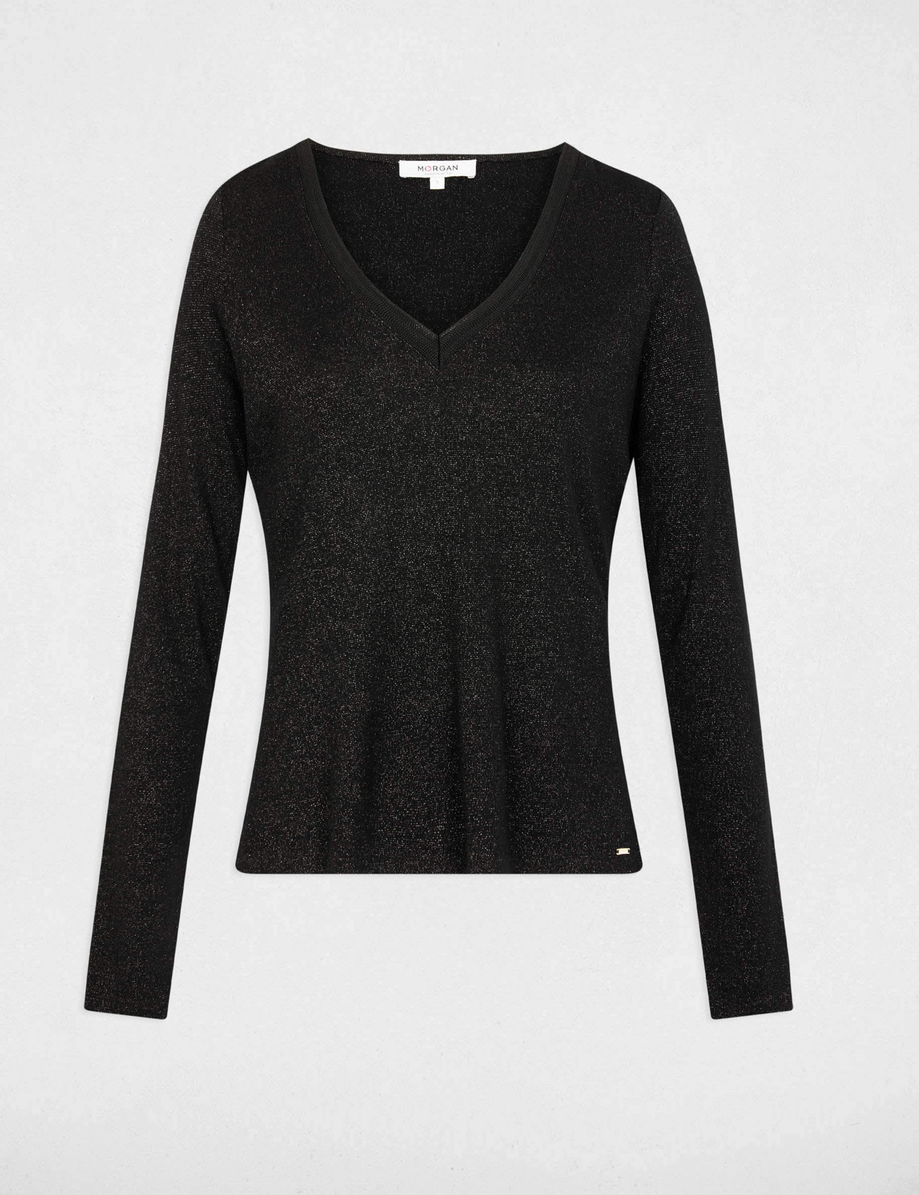 Fitted v-neck t-shirt black women