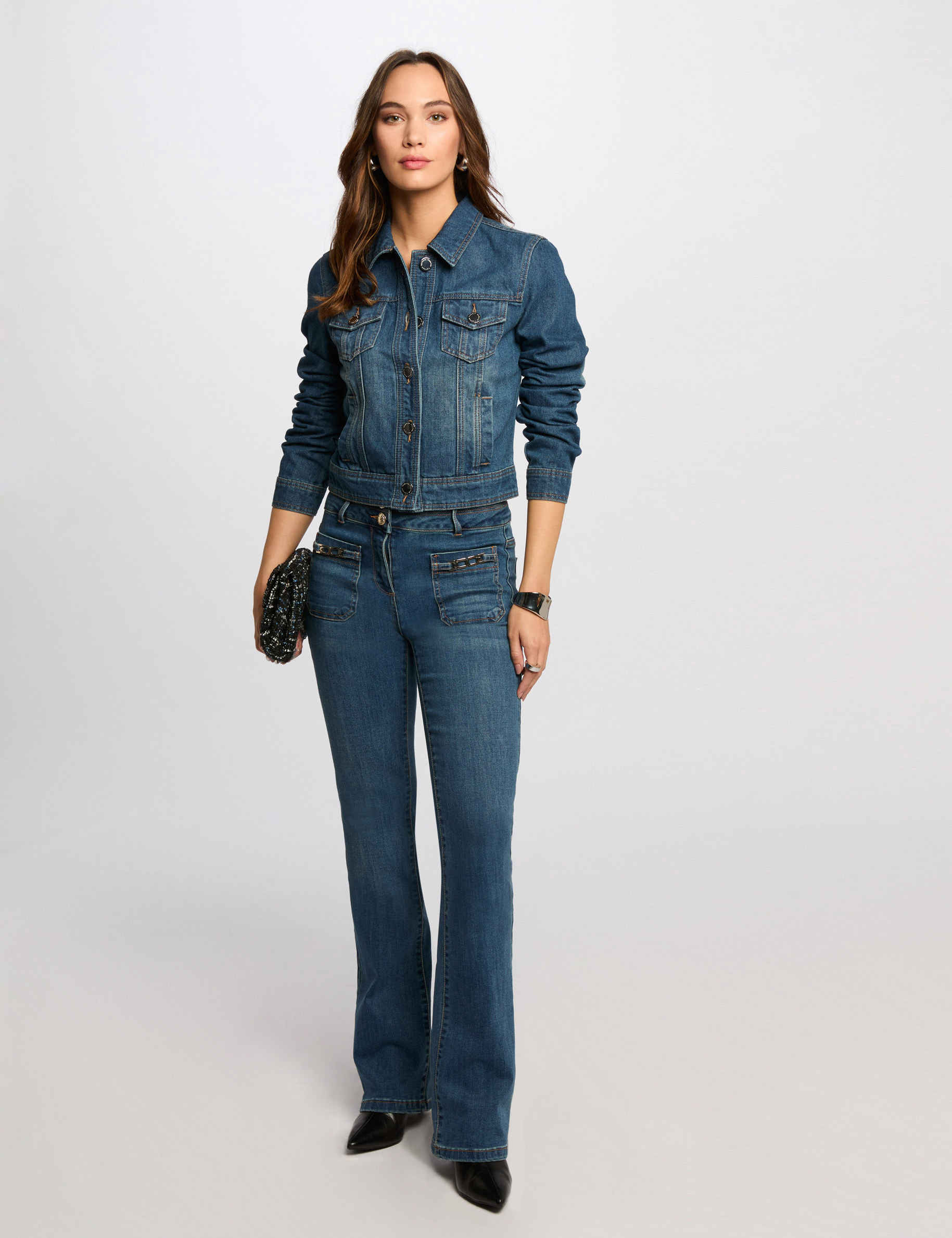 short denim jacket stone wash denim women Short denim jacket stone wash denim women