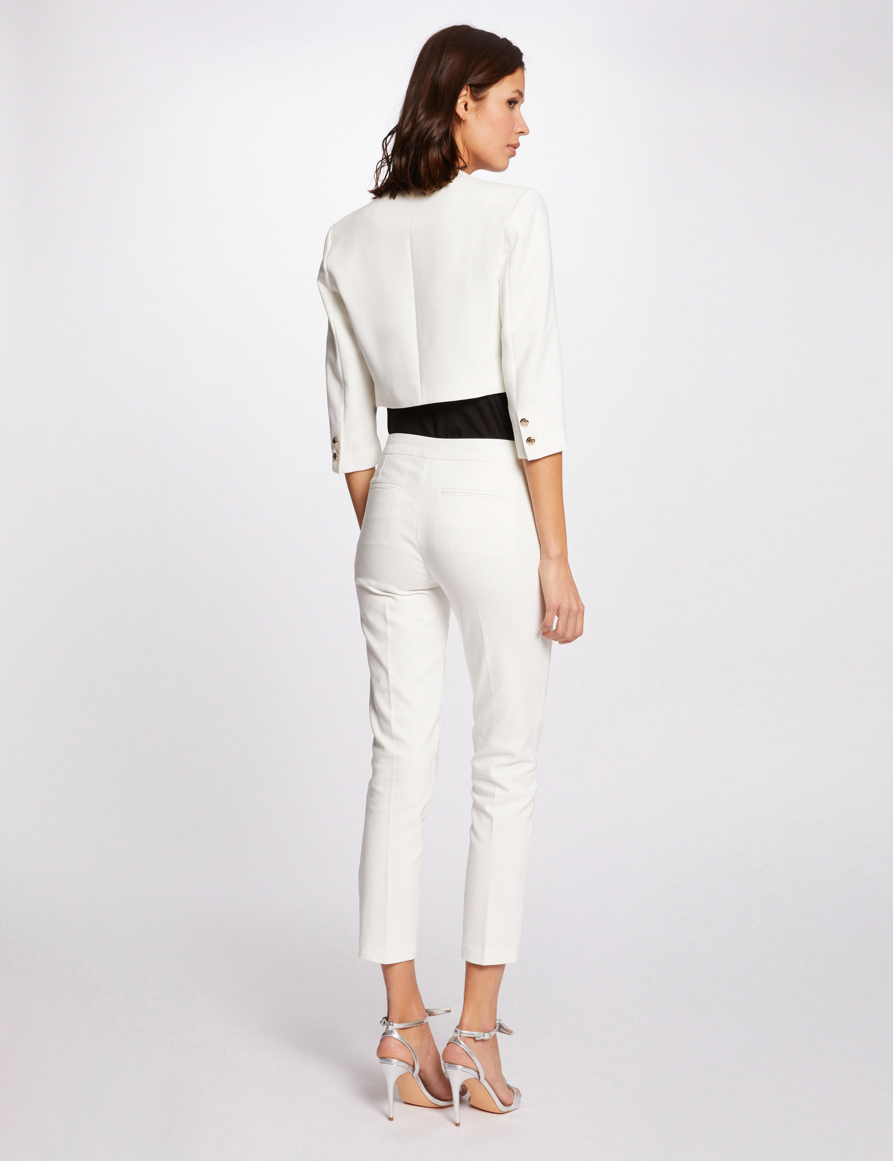 straight jacket with 34 length sleeves ivory women Straight jacket with 3/4-length sleeves ivory women