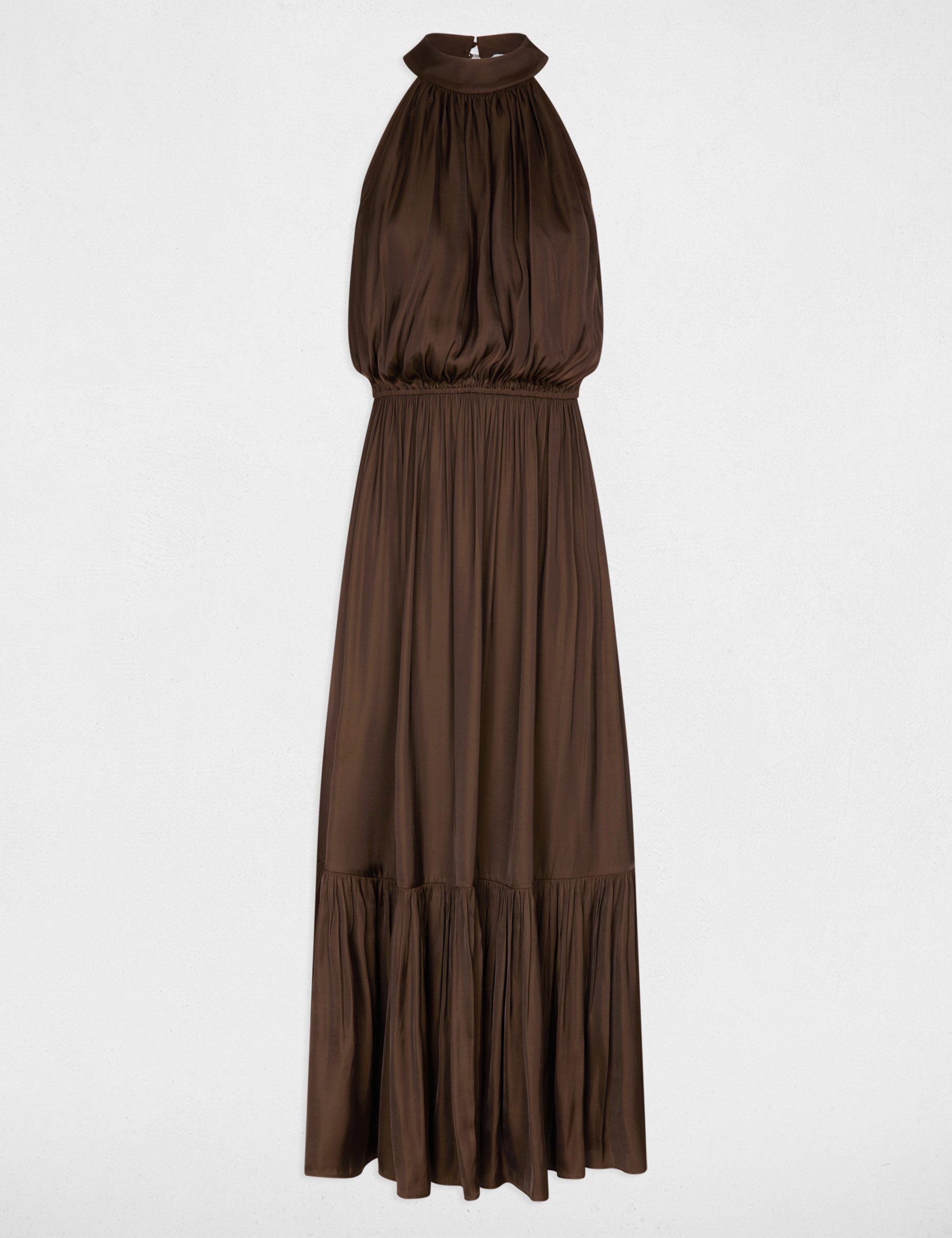 Maxi loose A-line dress dark brown women