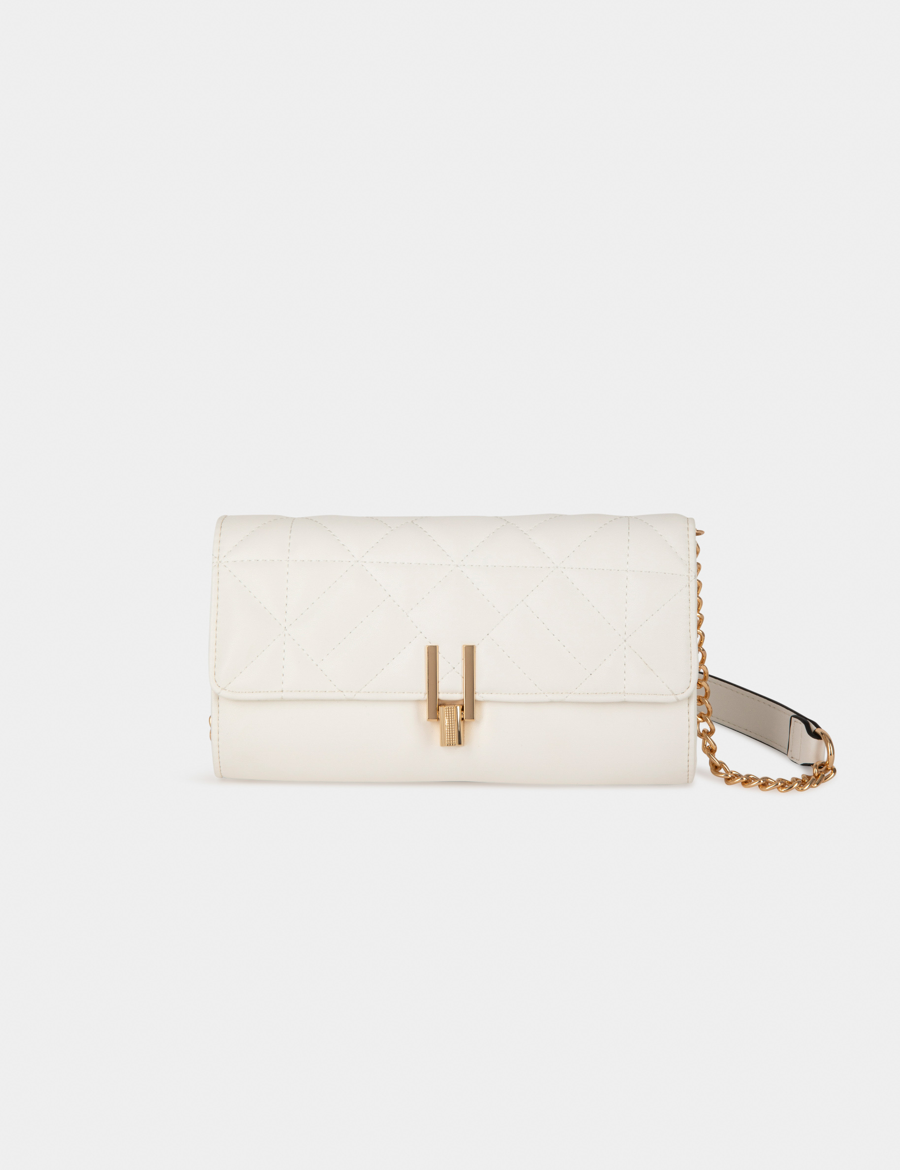 Clutch bag with quilted effect white ladies'