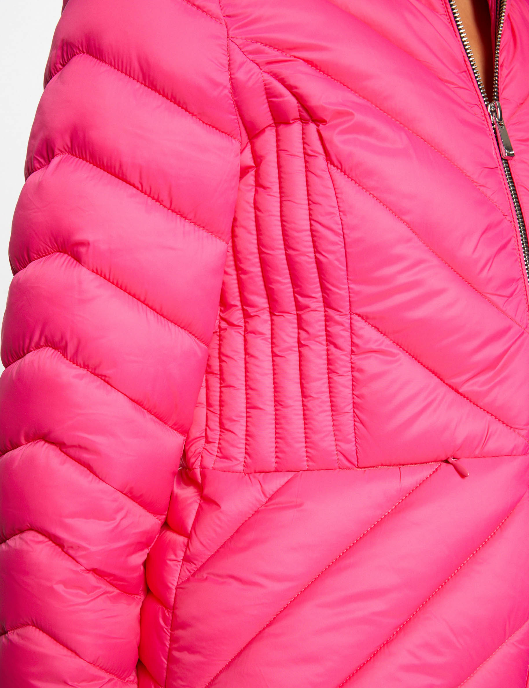 Straight zipped padded jacket fuchsia ladies'