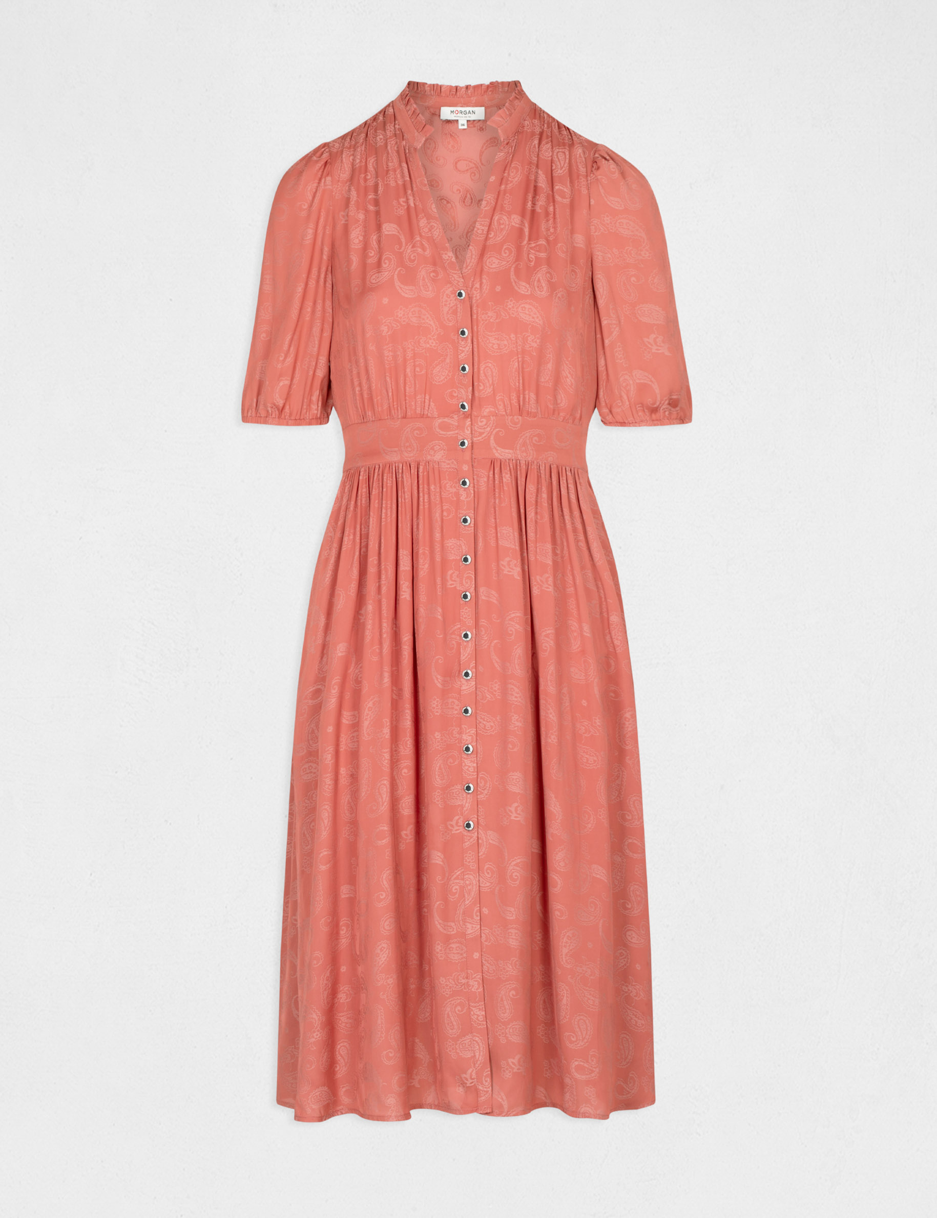 Straight dress with paisley print rust ladies'