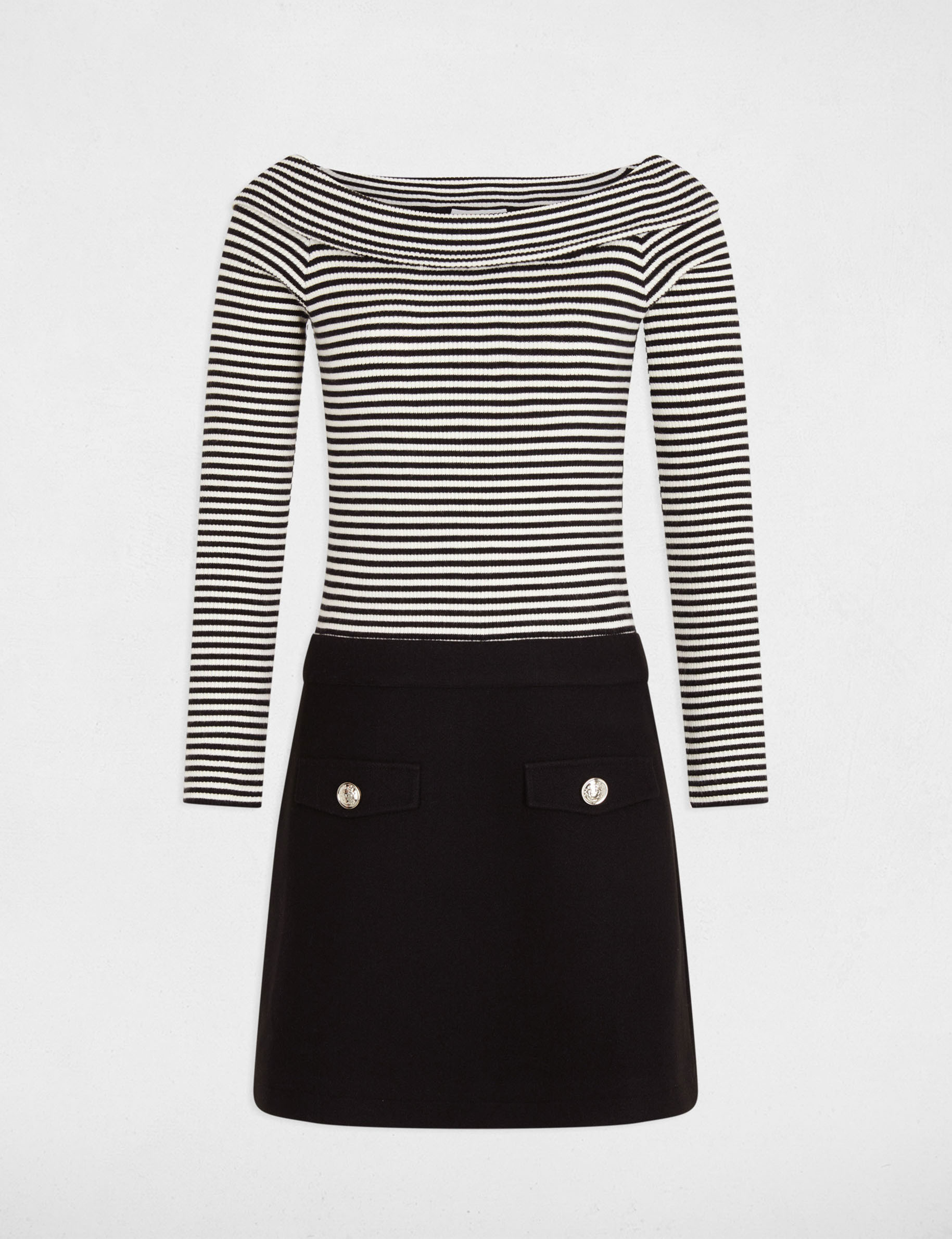 robe courte droite 2 en 1 noir femme Robe courte droite 2-en-1 noir femme