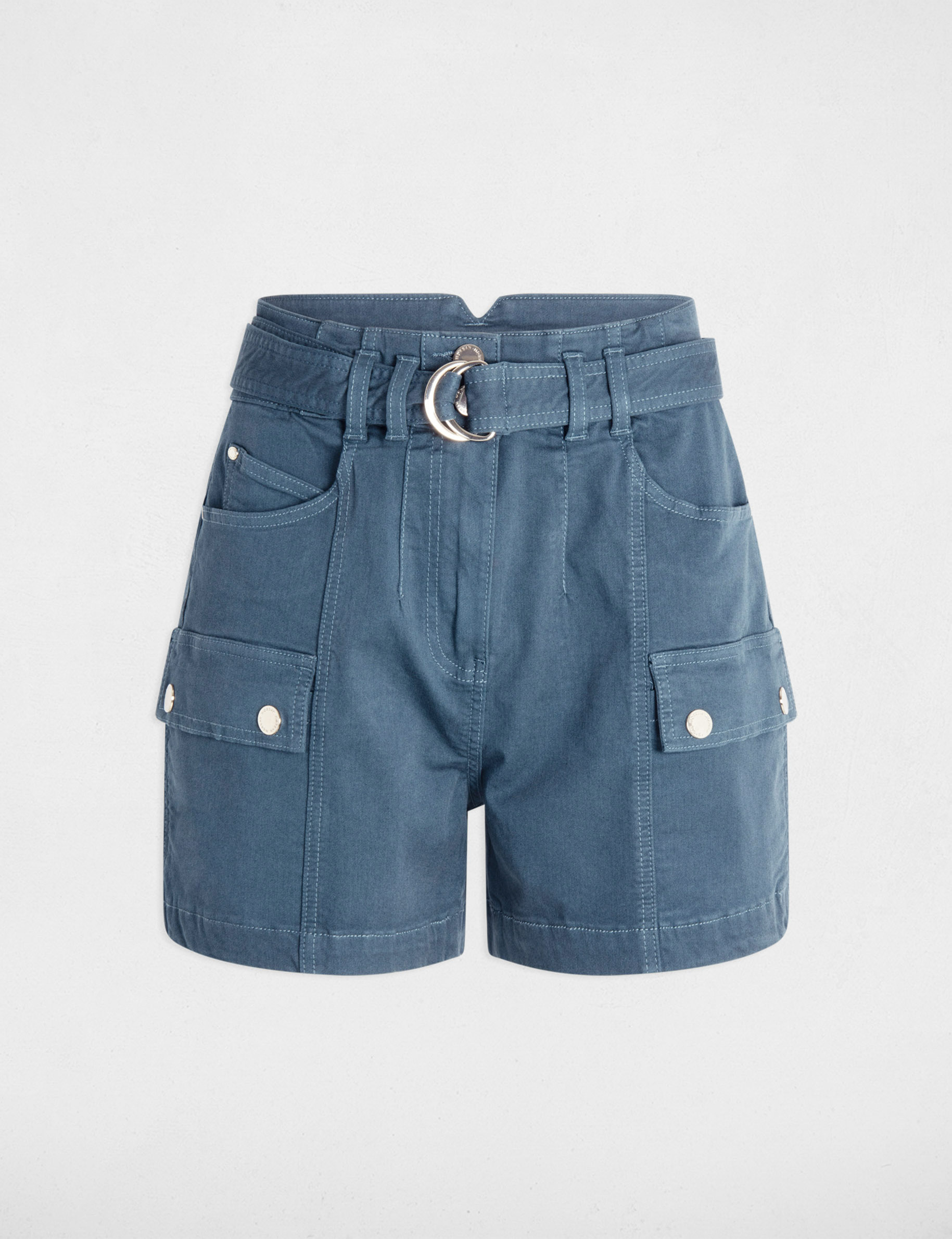 belted cargo shorts petroleum blue women Belted cargo shorts petroleum blue women