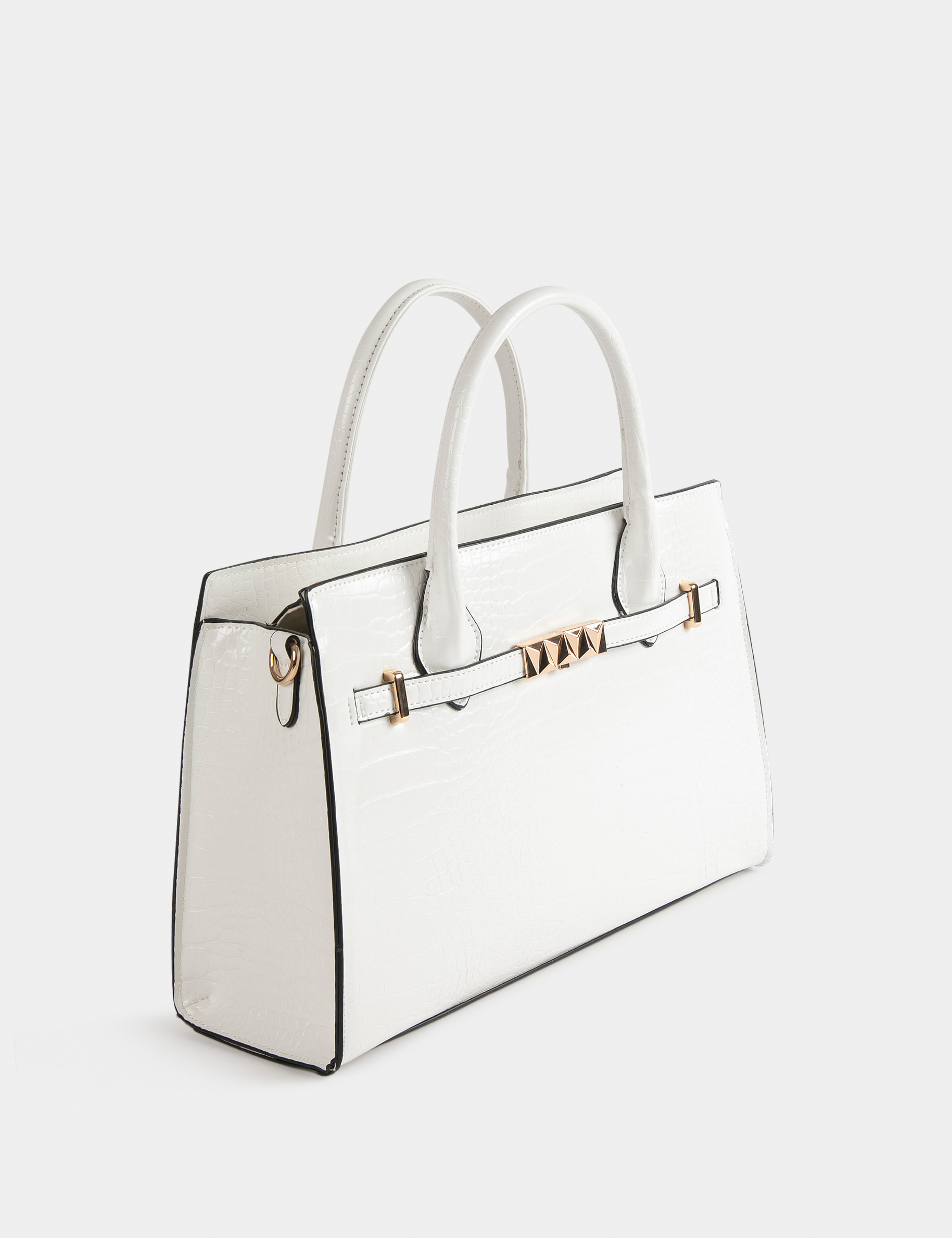 Bag with croc effect white ladies'